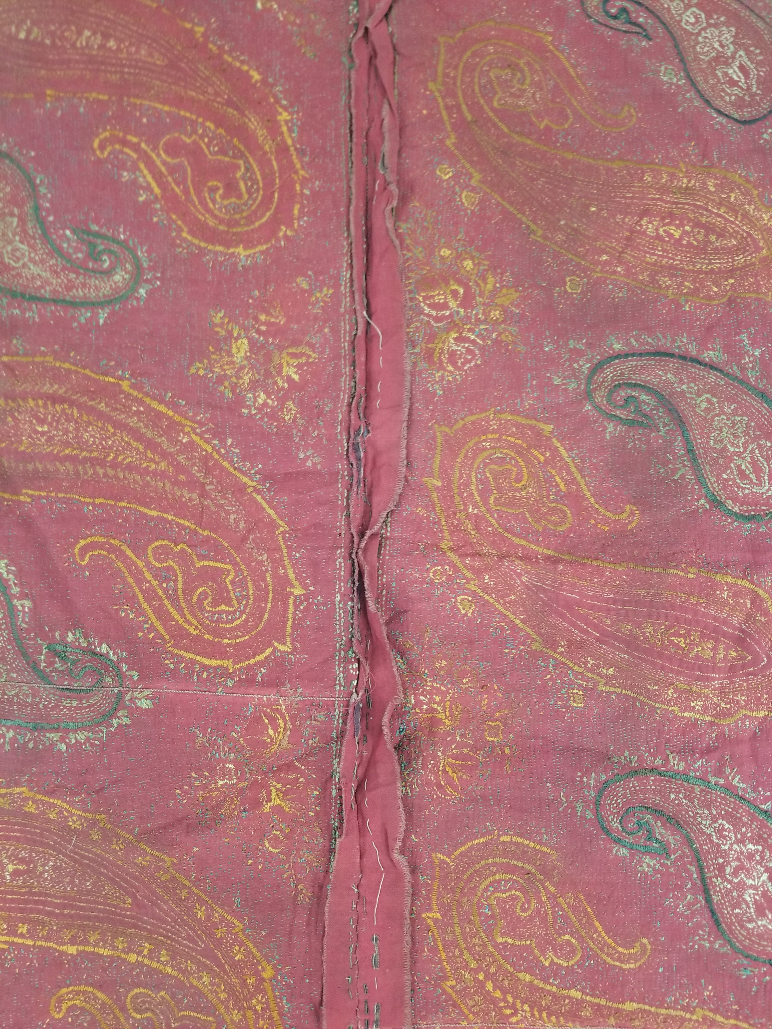 Vintage French Kashmiri Inspired Paisley Woven Wool Textile 106x55cm
