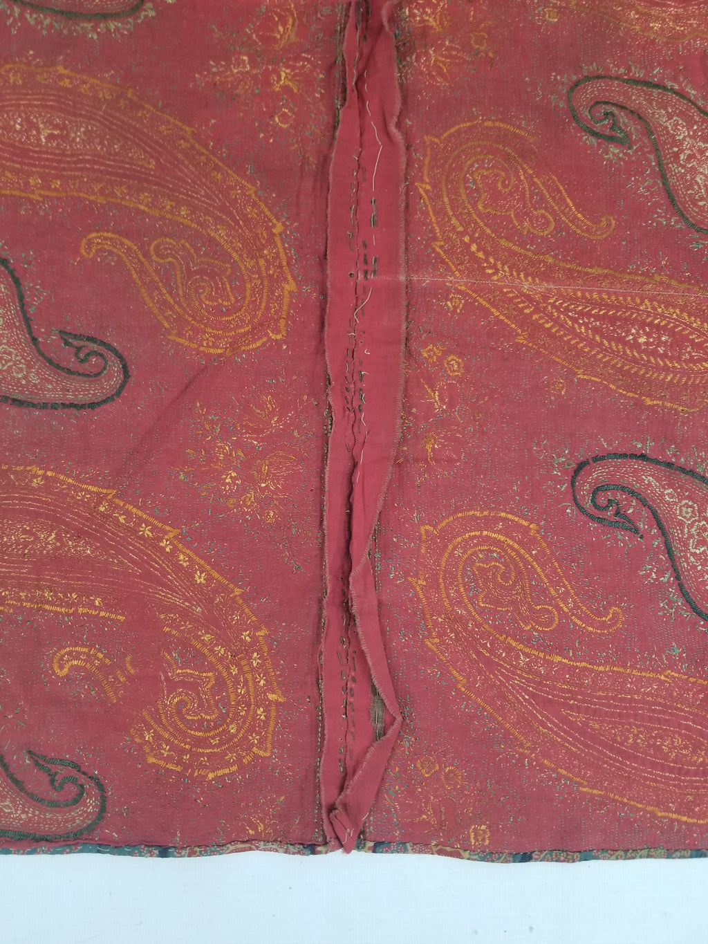 Vintage French Kashmiri Inspired Paisley Woven Wool Textile 106x55cm