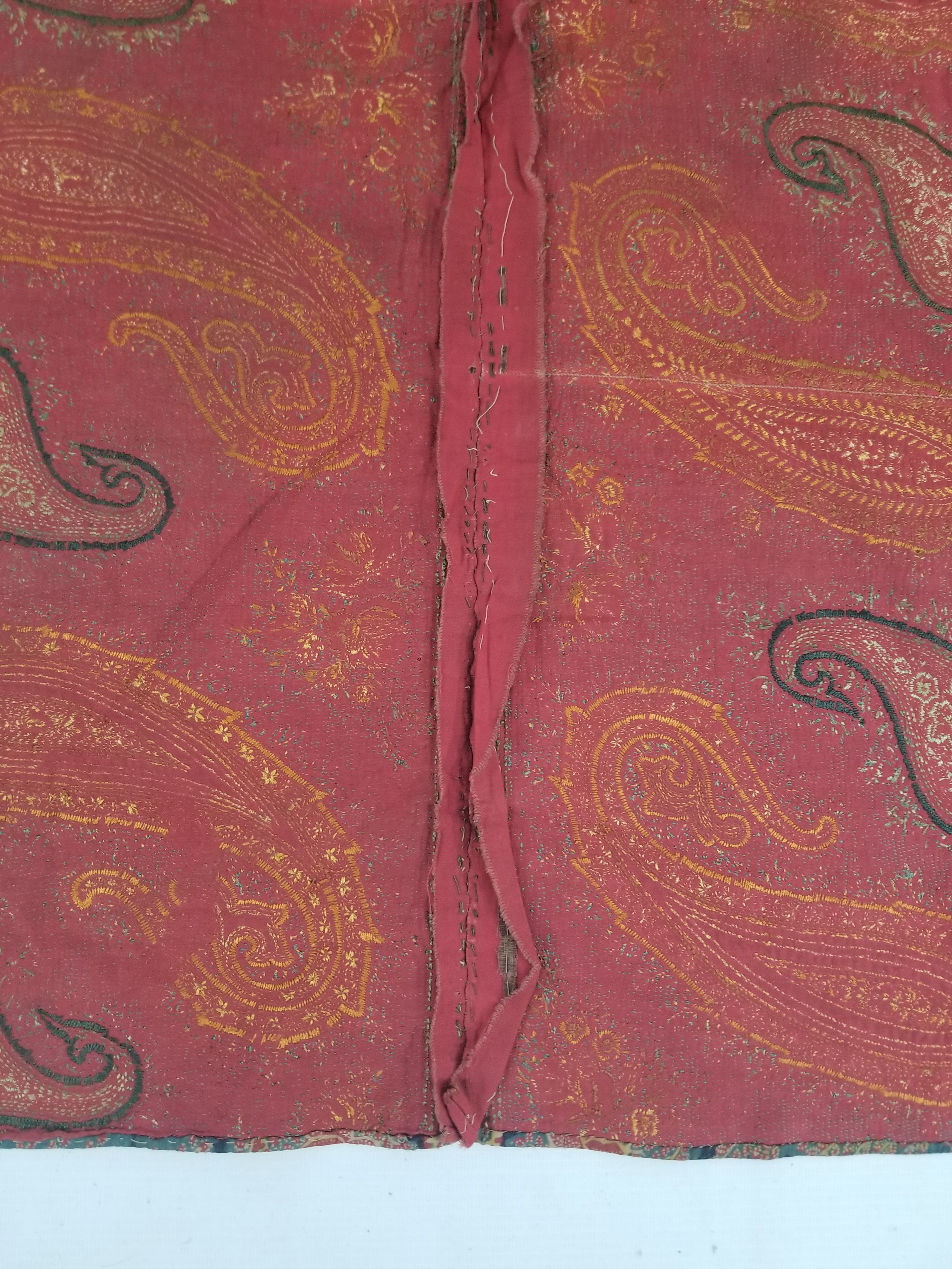 Vintage French Kashmiri Inspired Paisley Woven Wool Textile 106x55cm
