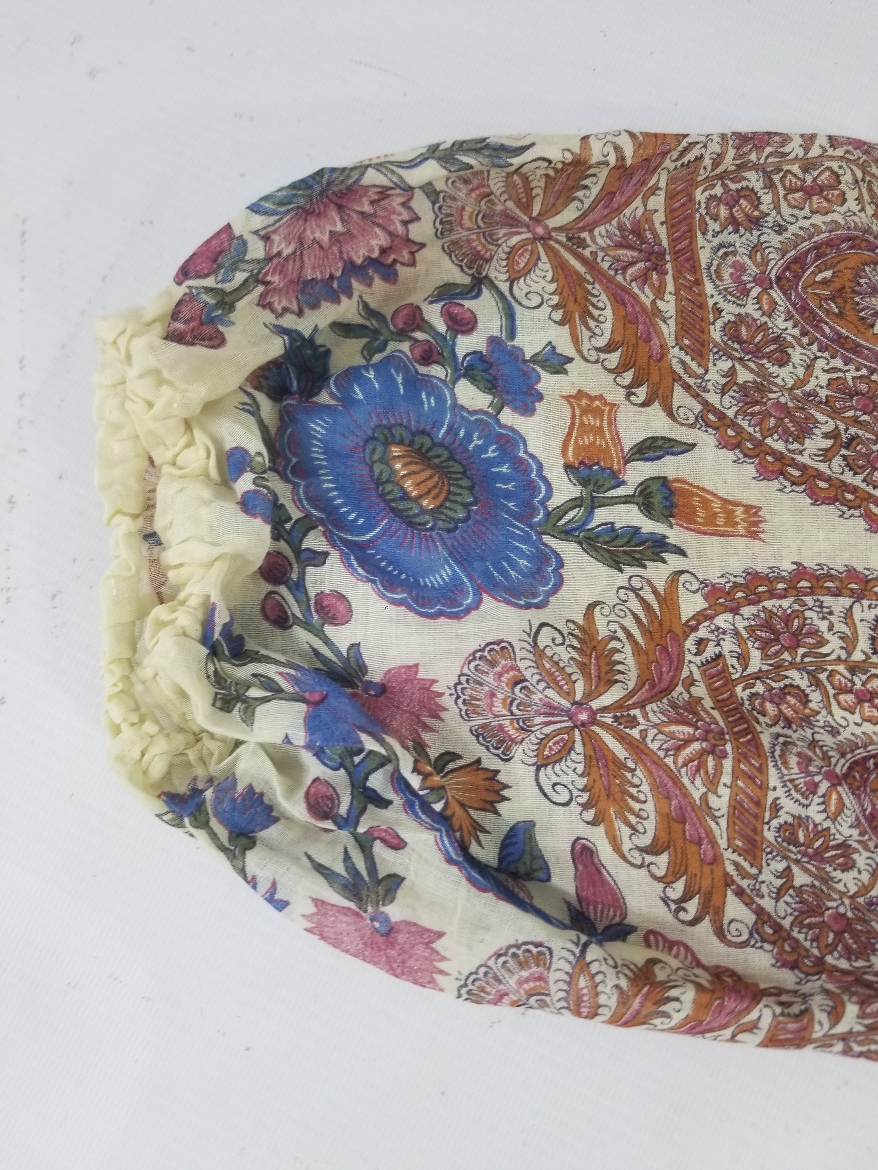 Vintage European Block Print Paisley & Floral Maxi Dress