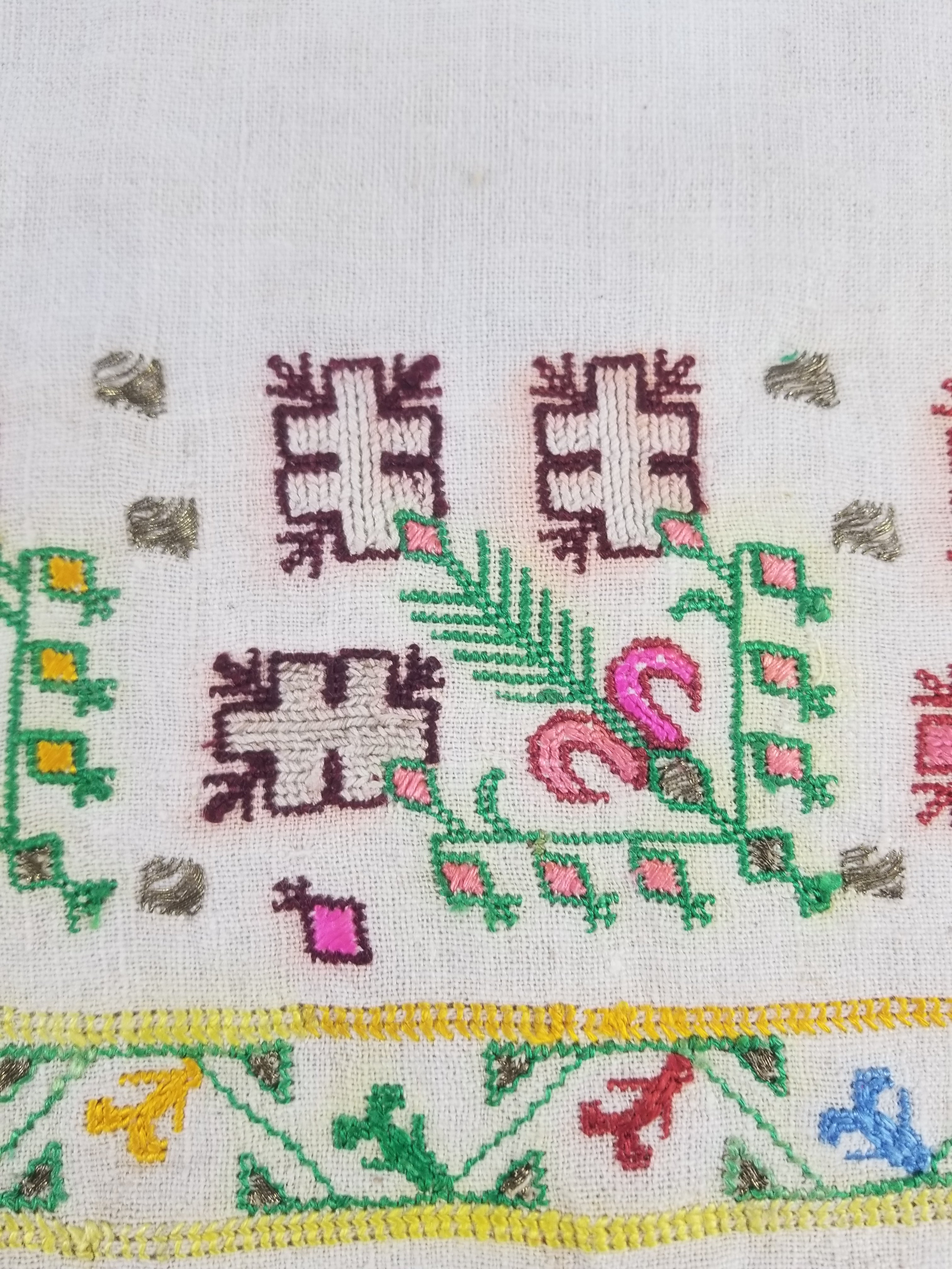 Vintage Traditional Ottoman Folk Embroidered Towel 87x40cm