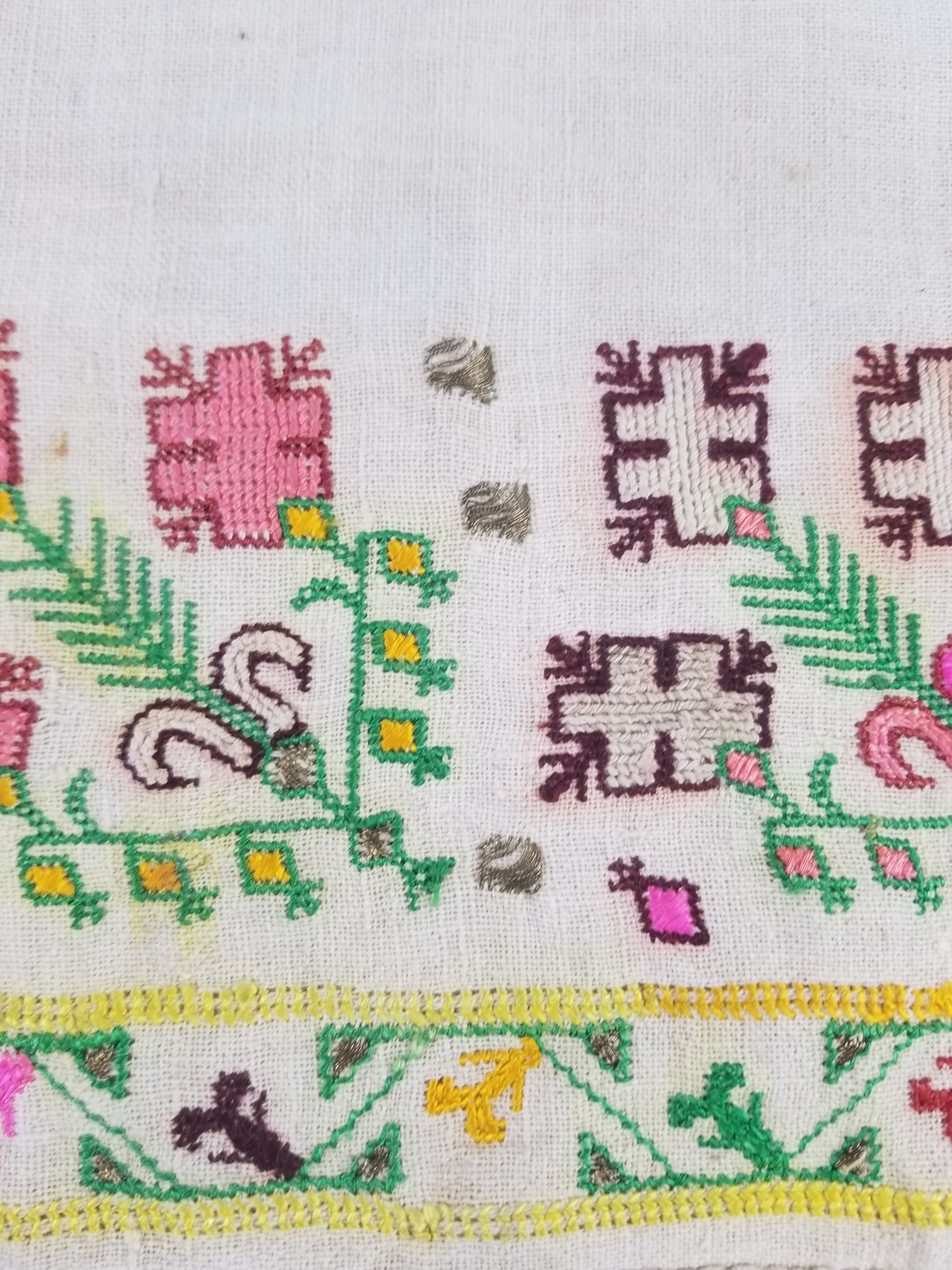Vintage Traditional Ottoman Folk Embroidered Towel 87x40cm