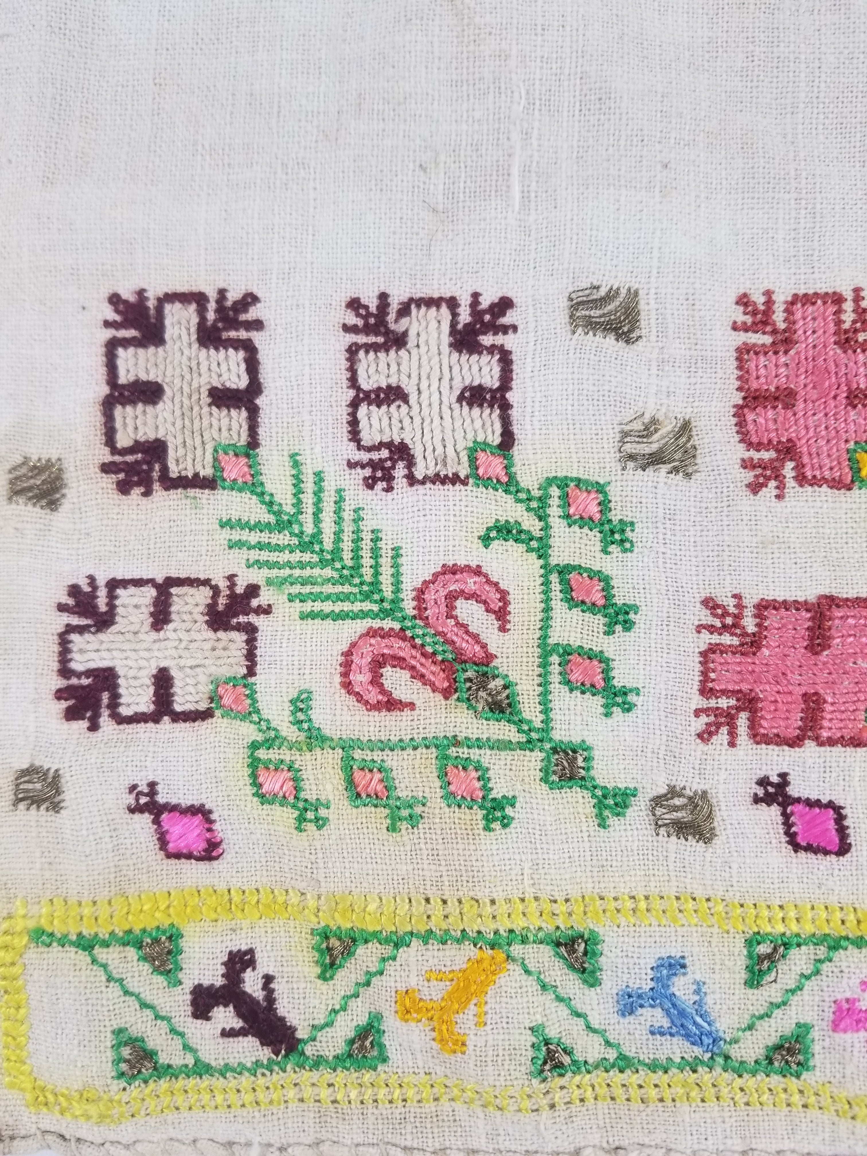 Vintage Traditional Ottoman Folk Embroidered Towel 87x40cm