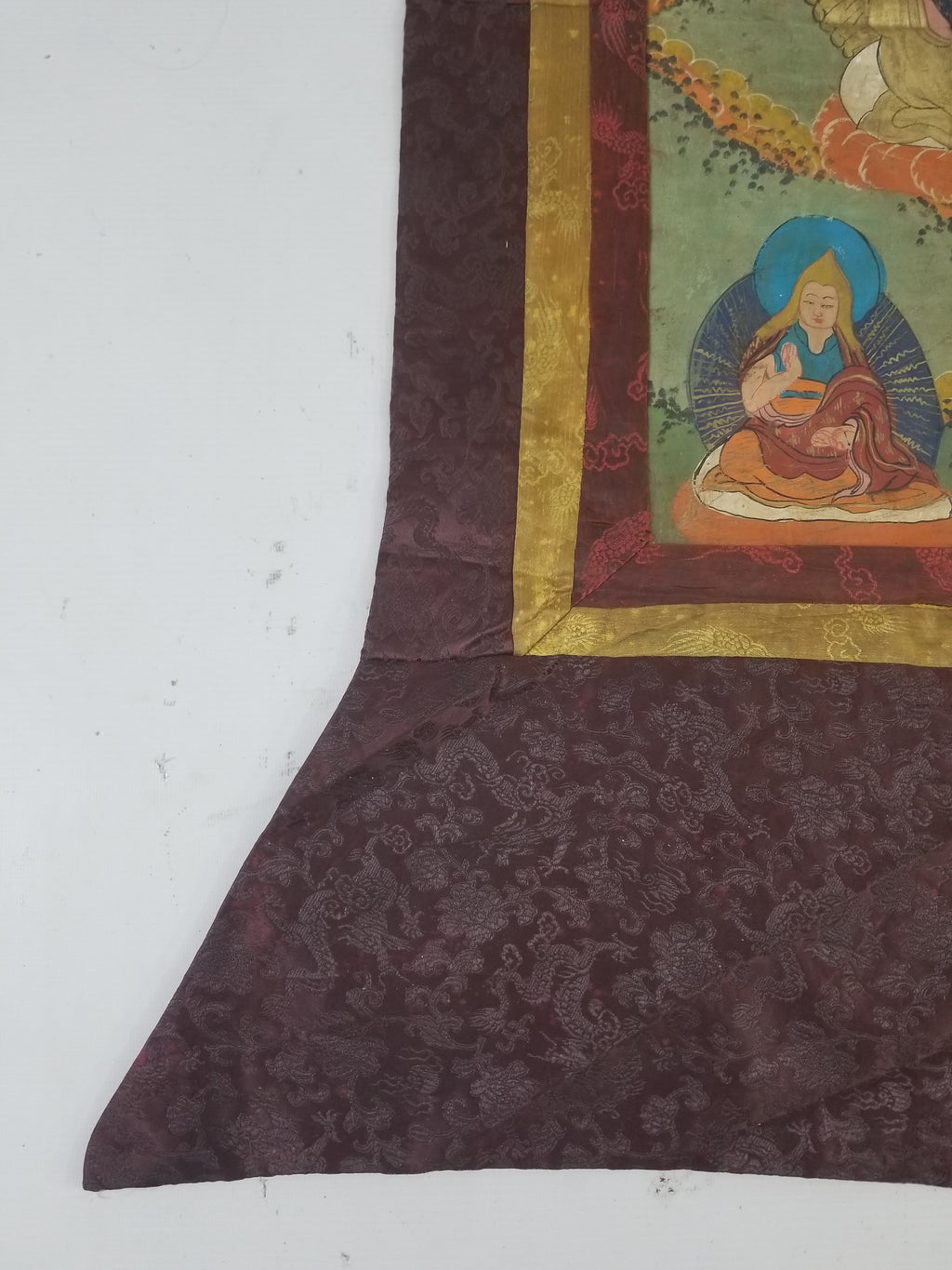 Antique Tibetan Hand Painted Buddhist Thangka Wall Hanging 111x69cm