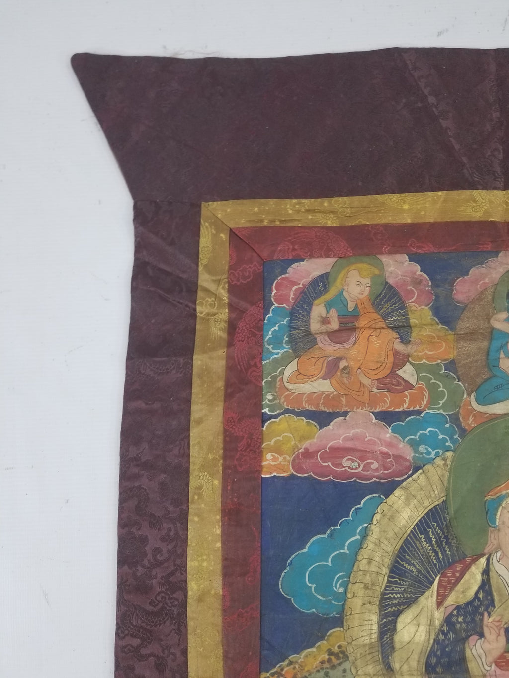 Antique Tibetan Hand Painted Buddhist Thangka Wall Hanging 111x69cm