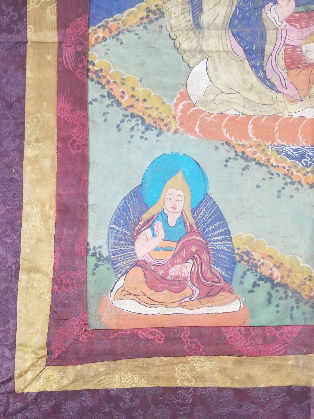 Antique Tibetan Hand Painted Buddhist Thangka Wall Hanging 111x69cm