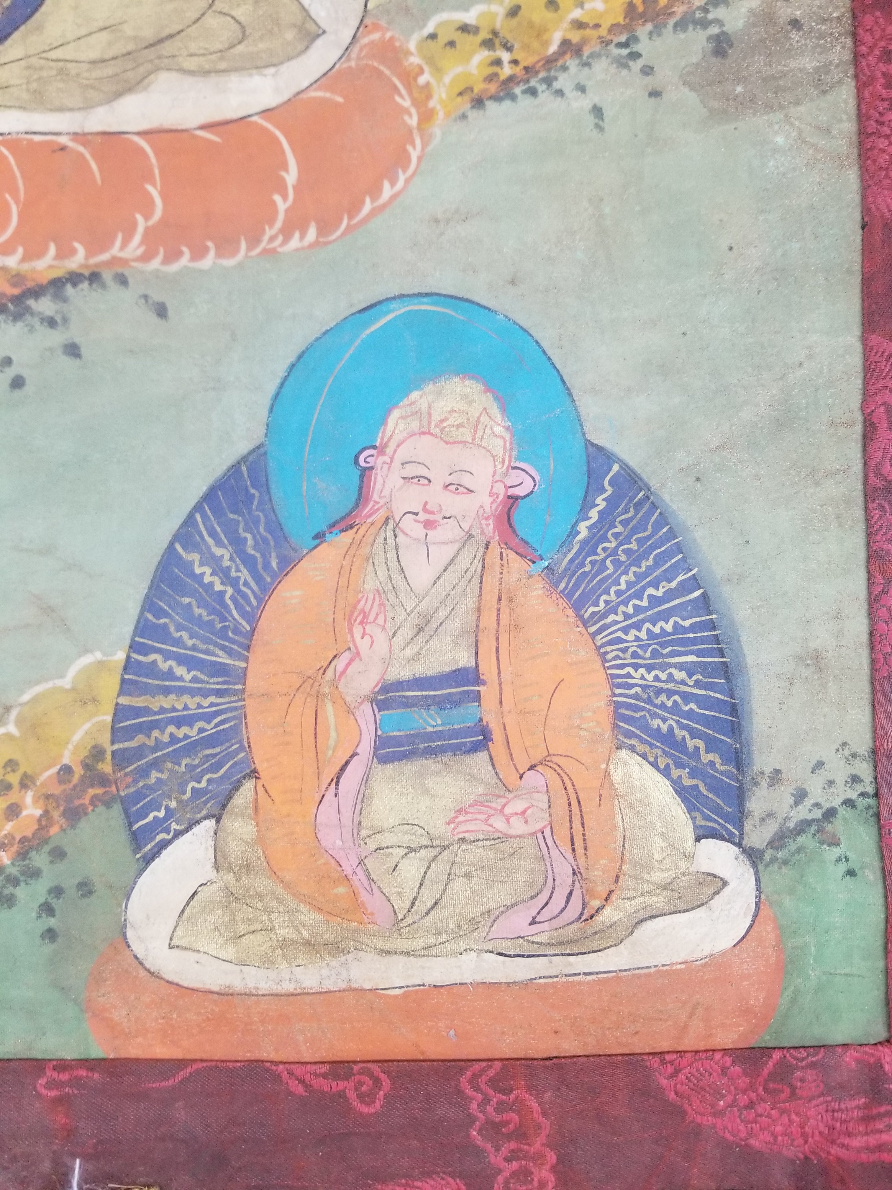 Antique Tibetan Hand Painted Buddhist Thangka Wall Hanging 111x69cm