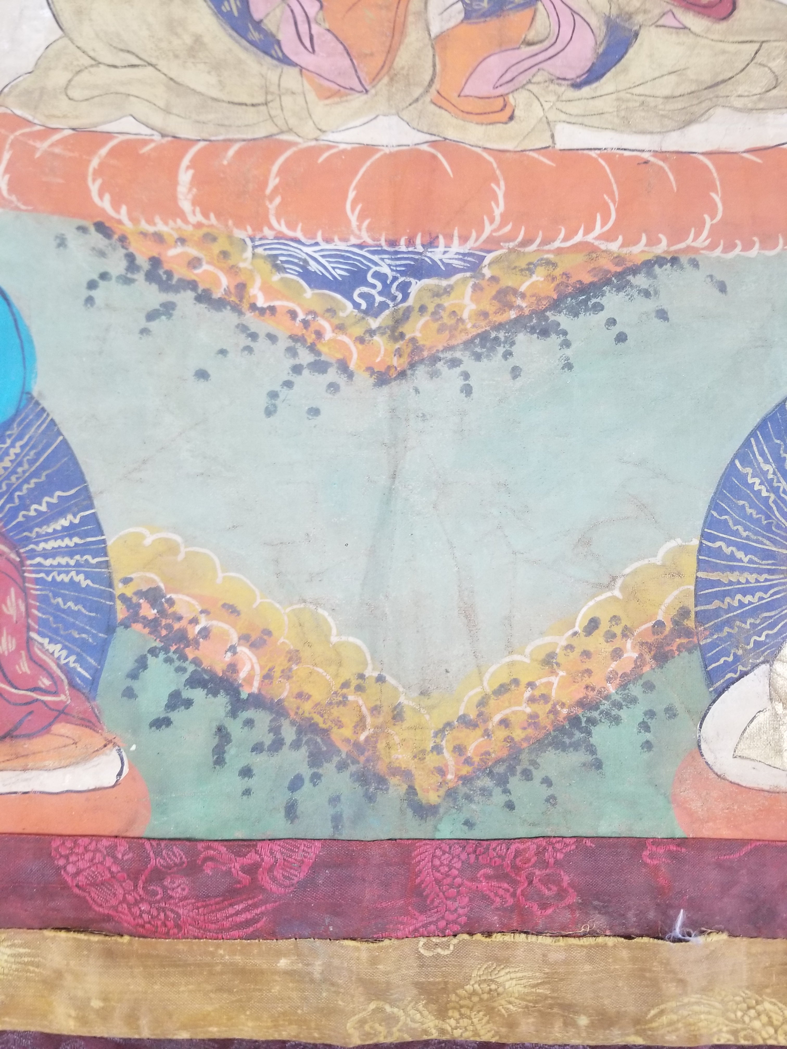 Antique Tibetan Hand Painted Buddhist Thangka Wall Hanging 111x69cm