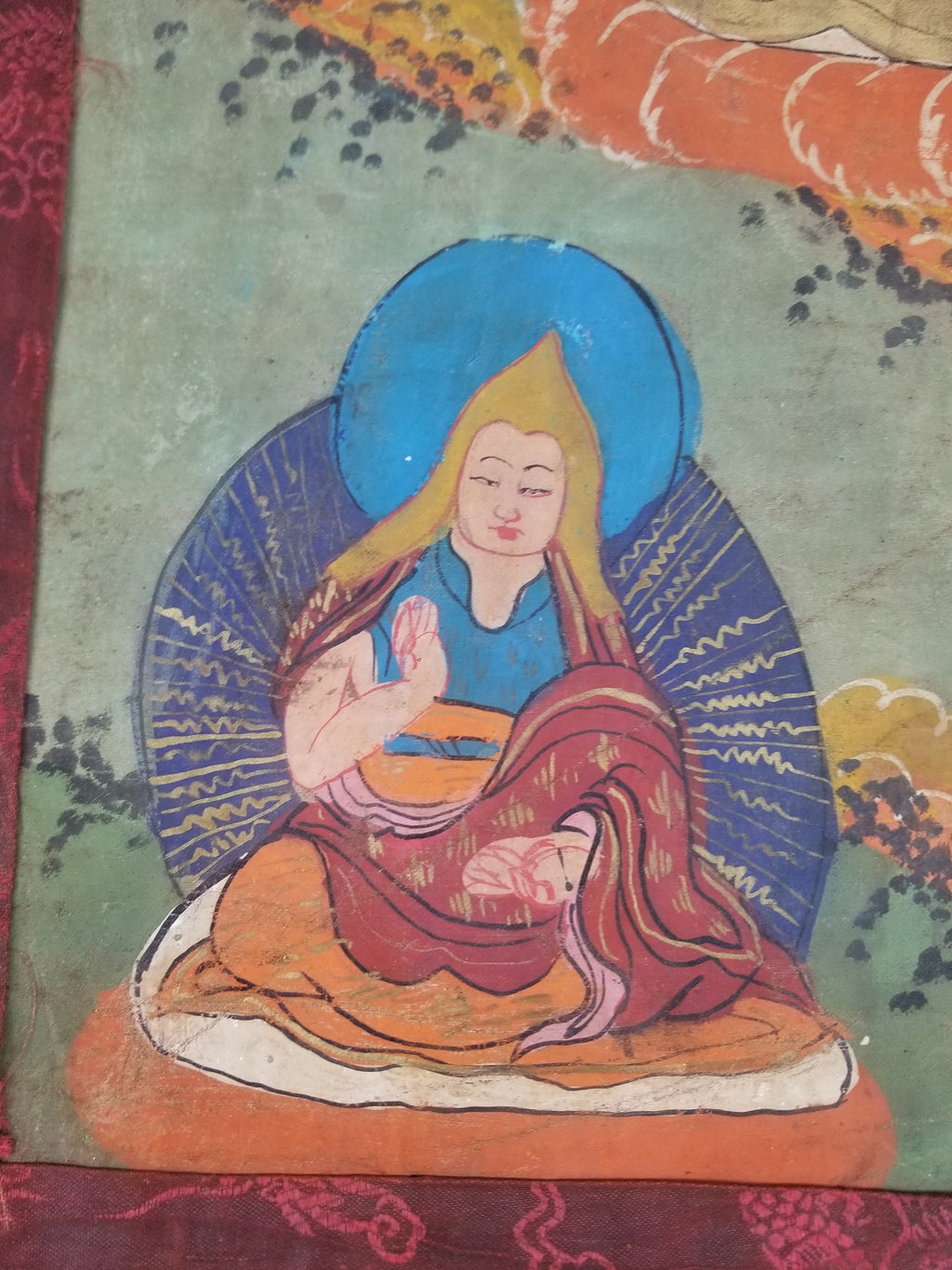 Antique Tibetan Hand Painted Buddhist Thangka Wall Hanging 111x69cm