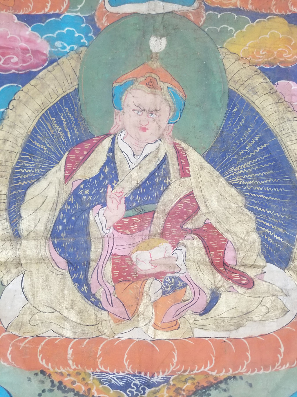 Antique Tibetan Hand Painted Buddhist Thangka Wall Hanging 111x69cm