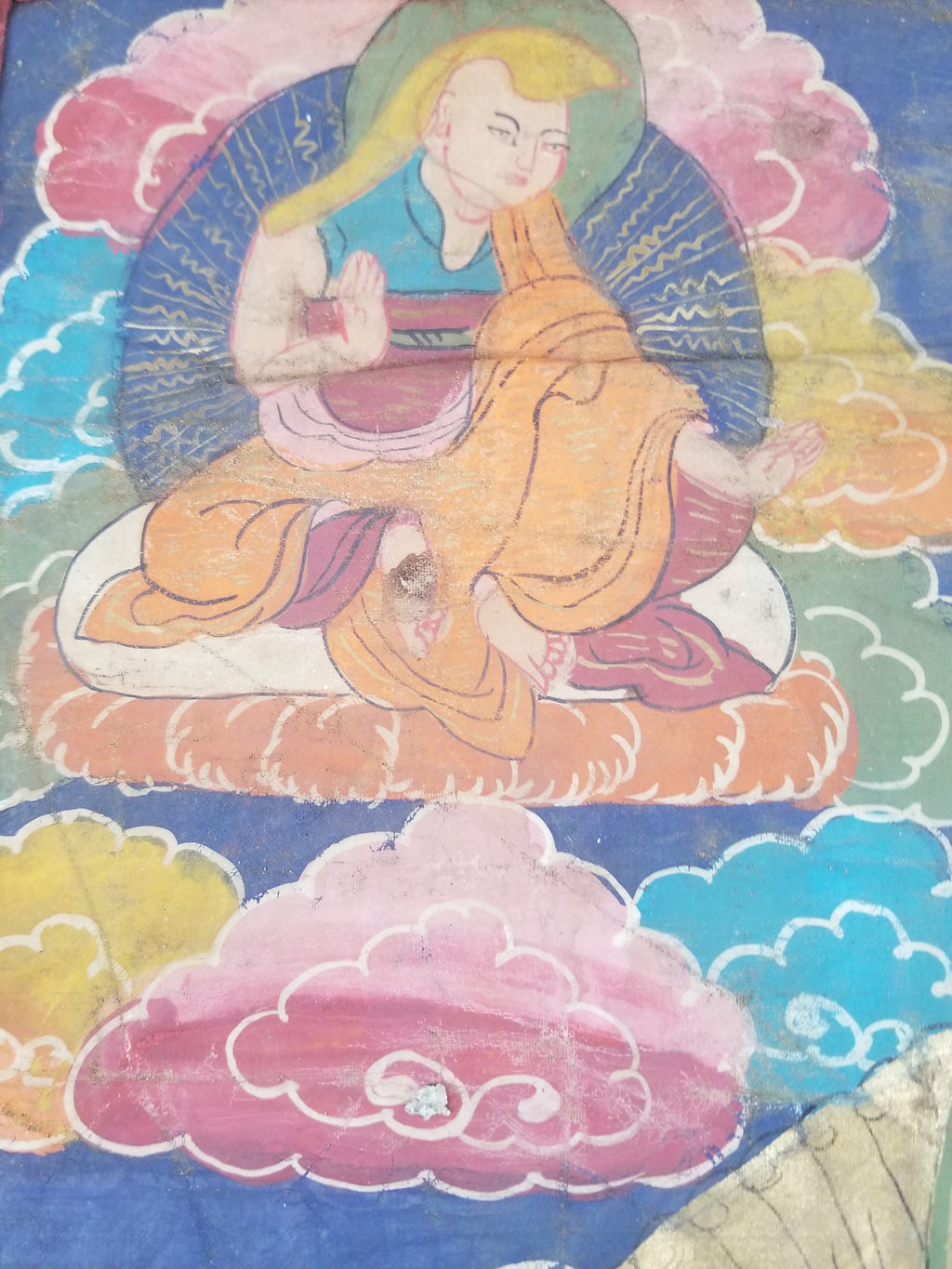 Antique Tibetan Hand Painted Buddhist Thangka Wall Hanging 111x69cm