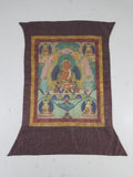 Vintage Tibetan Hand Painted Amitayus Thangka Wall Hanging 112x72cm