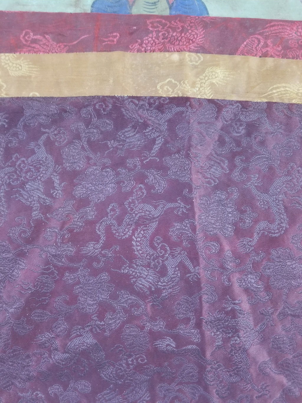 Vintage Tibetan Hand Painted Amitayus Thangka Wall Hanging 112x72cm