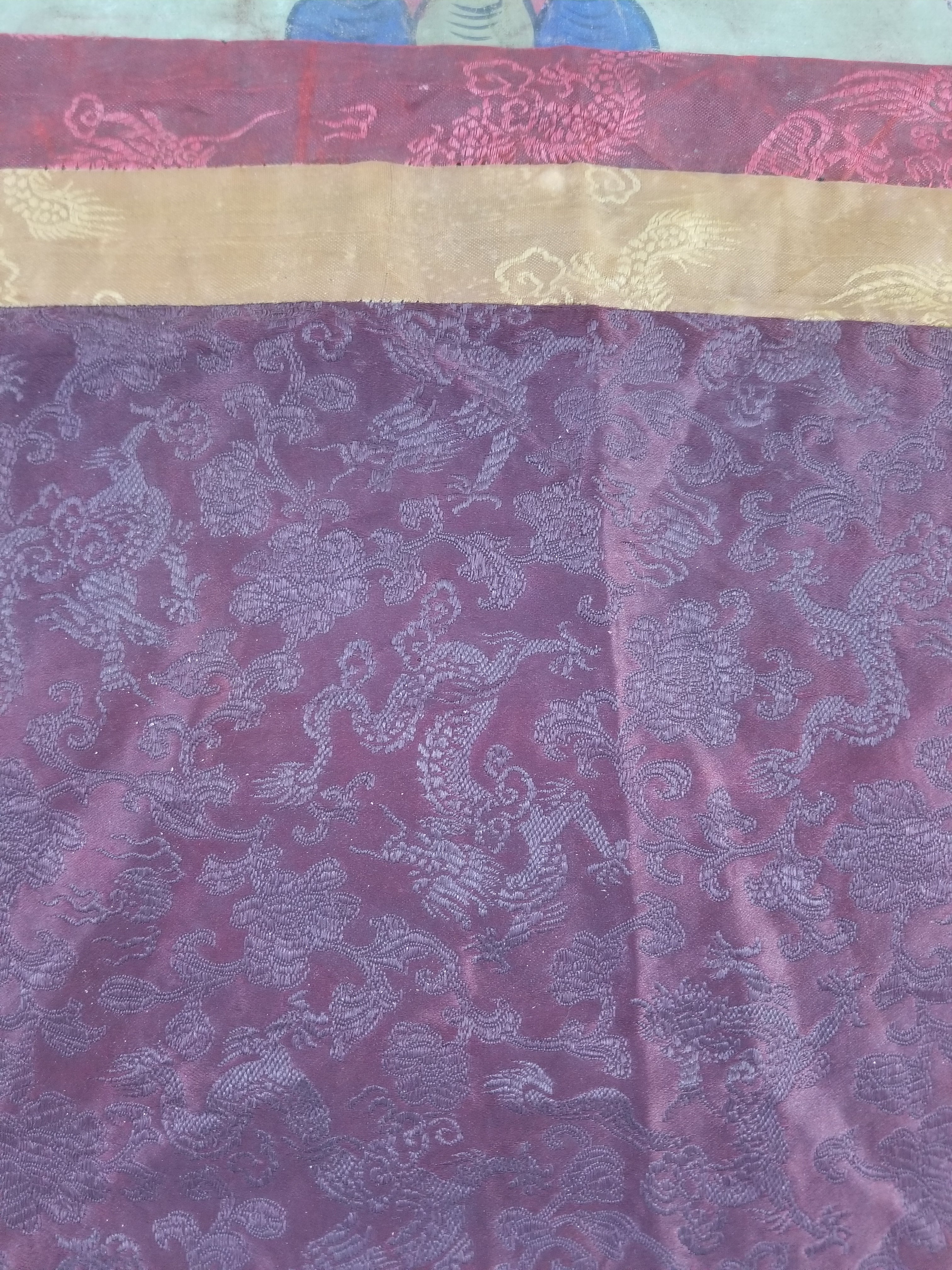 Vintage Tibetan Hand Painted Amitayus Thangka Wall Hanging 112x72cm
