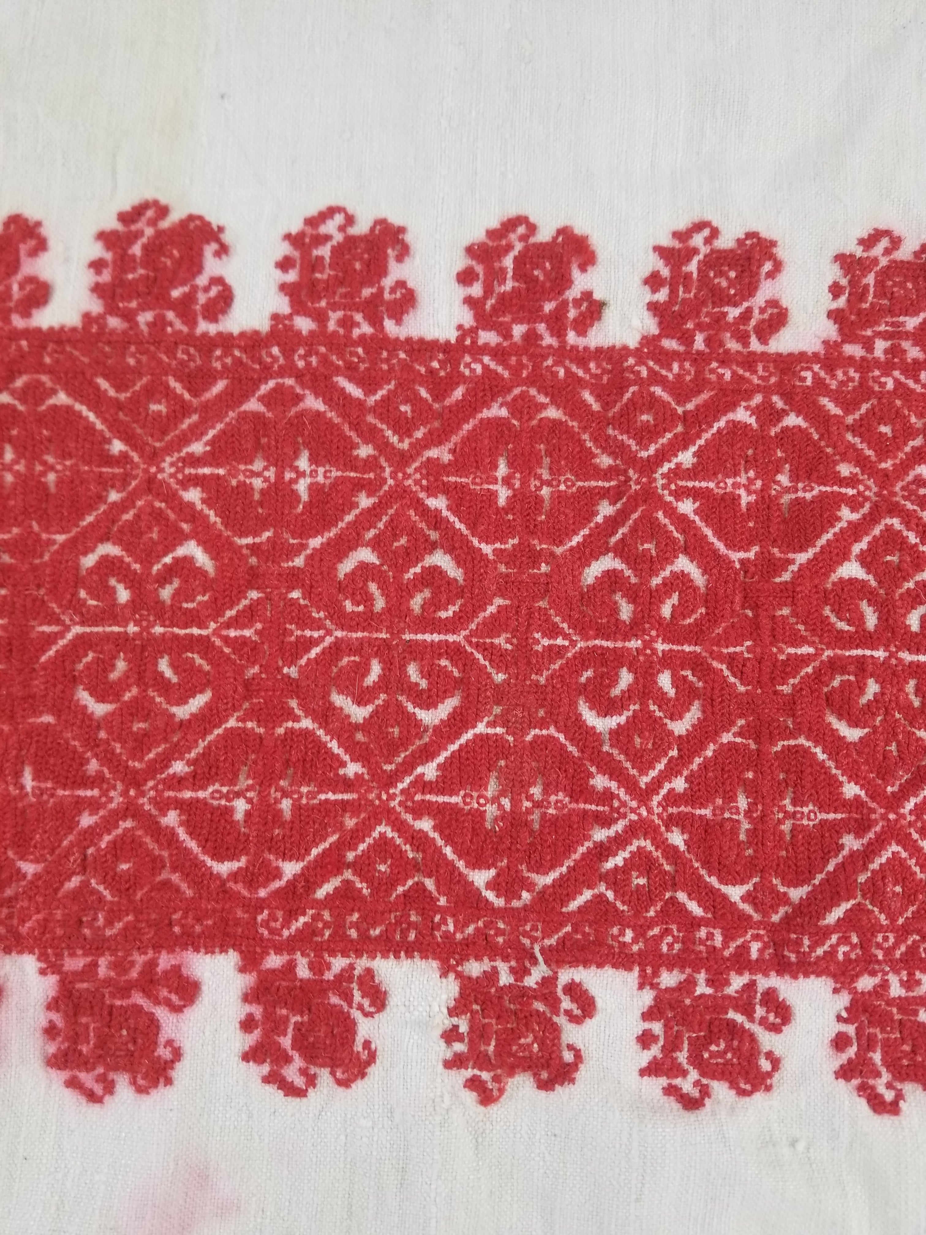Vintage Traditional Ukrainian Rushnyk Folk Art Embroidered Textile 207x50cm
