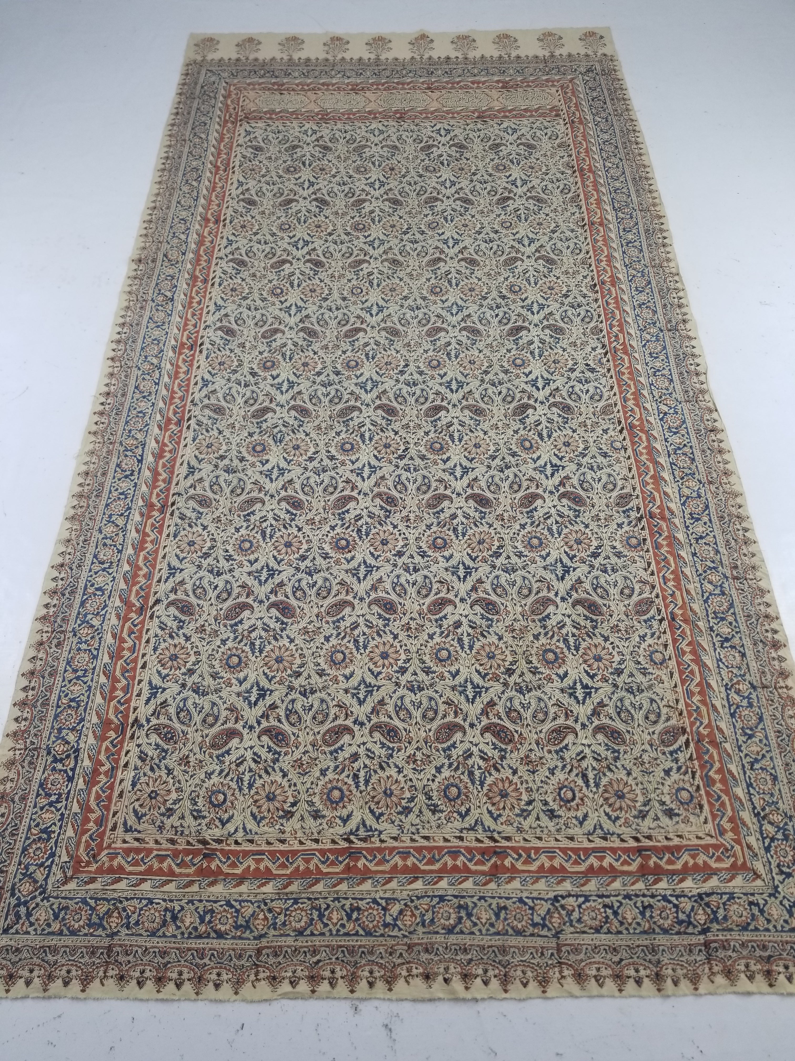 Vintage Traditional Block Printed Floral & Paisley Table Cover 275x125cm