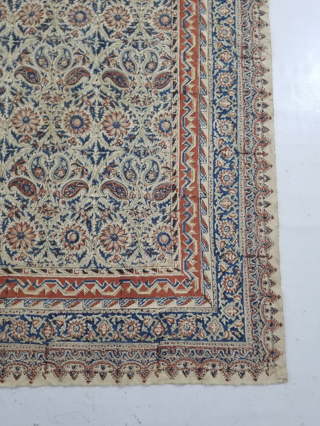 Vintage Traditional Block Printed Floral & Paisley Table Cover 275x125cm