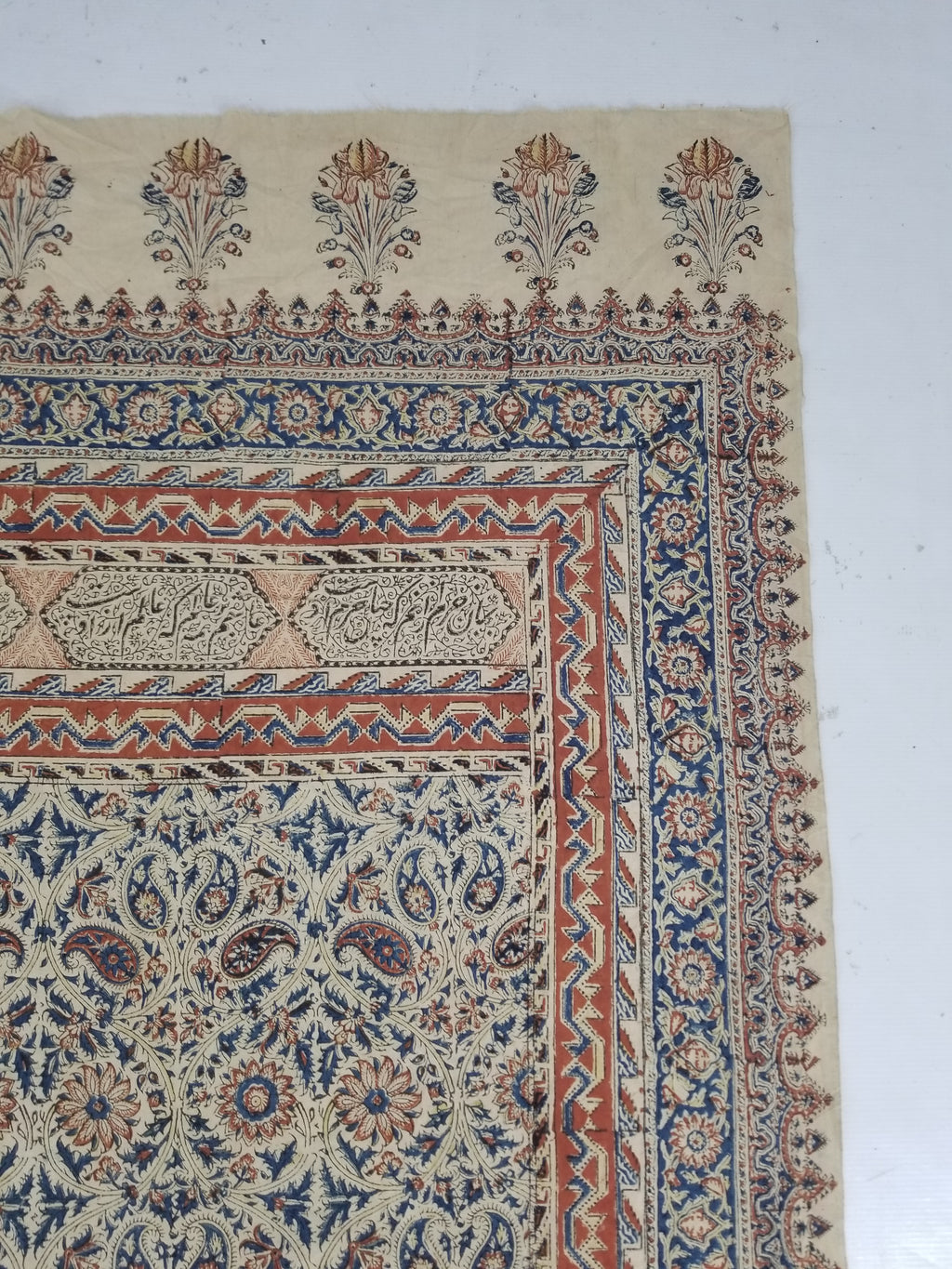 Vintage Traditional Block Printed Floral & Paisley Table Cover 275x125cm