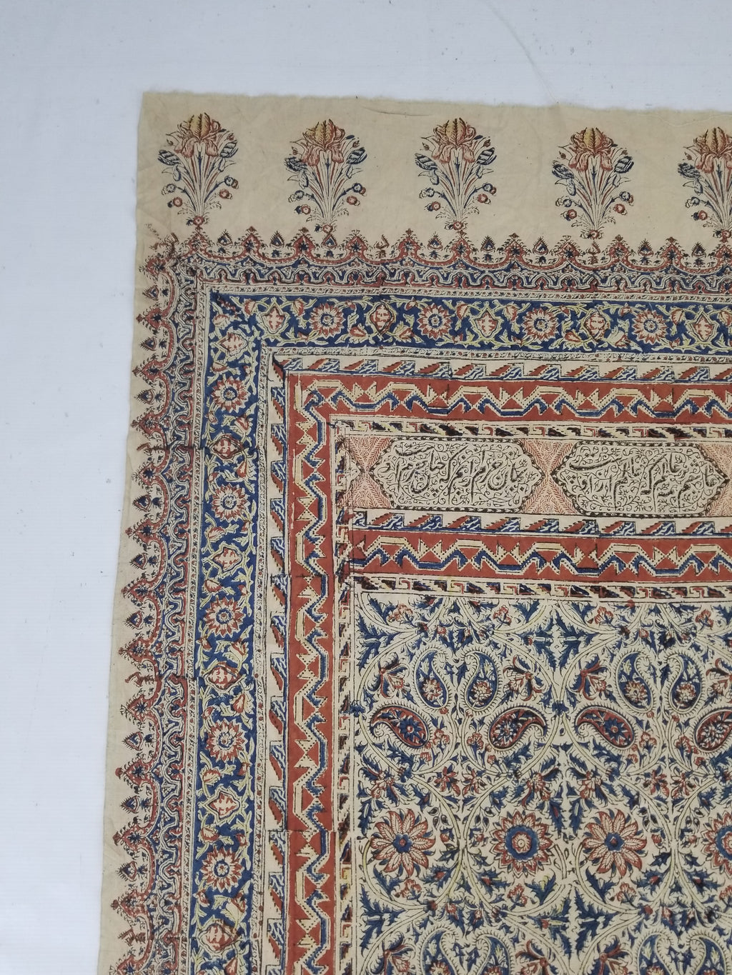 Vintage Traditional Block Printed Floral & Paisley Table Cover 275x125cm