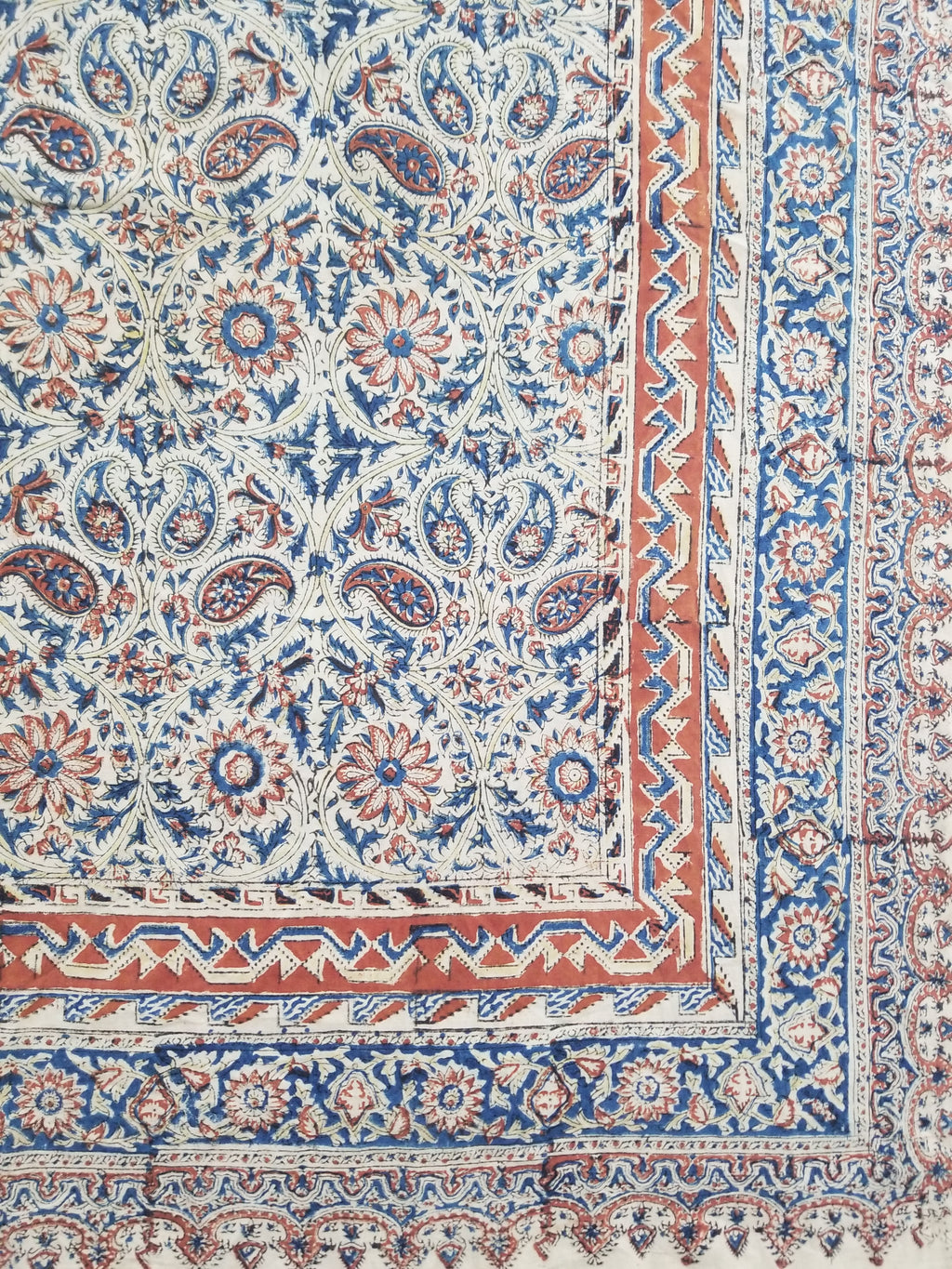 Vintage Traditional Block Printed Floral & Paisley Table Cover 275x125cm