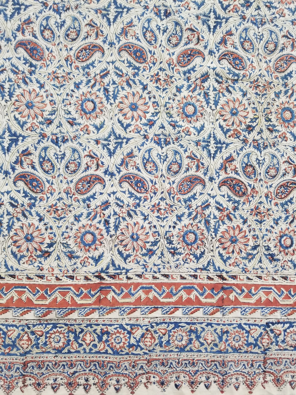 Vintage Traditional Block Printed Floral & Paisley Table Cover 275x125cm