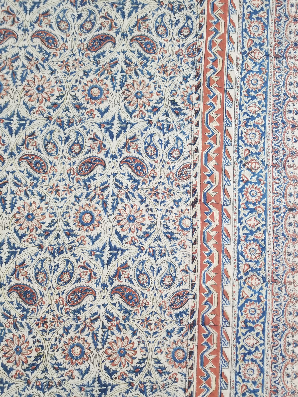 Vintage Traditional Block Printed Floral & Paisley Table Cover 275x125cm