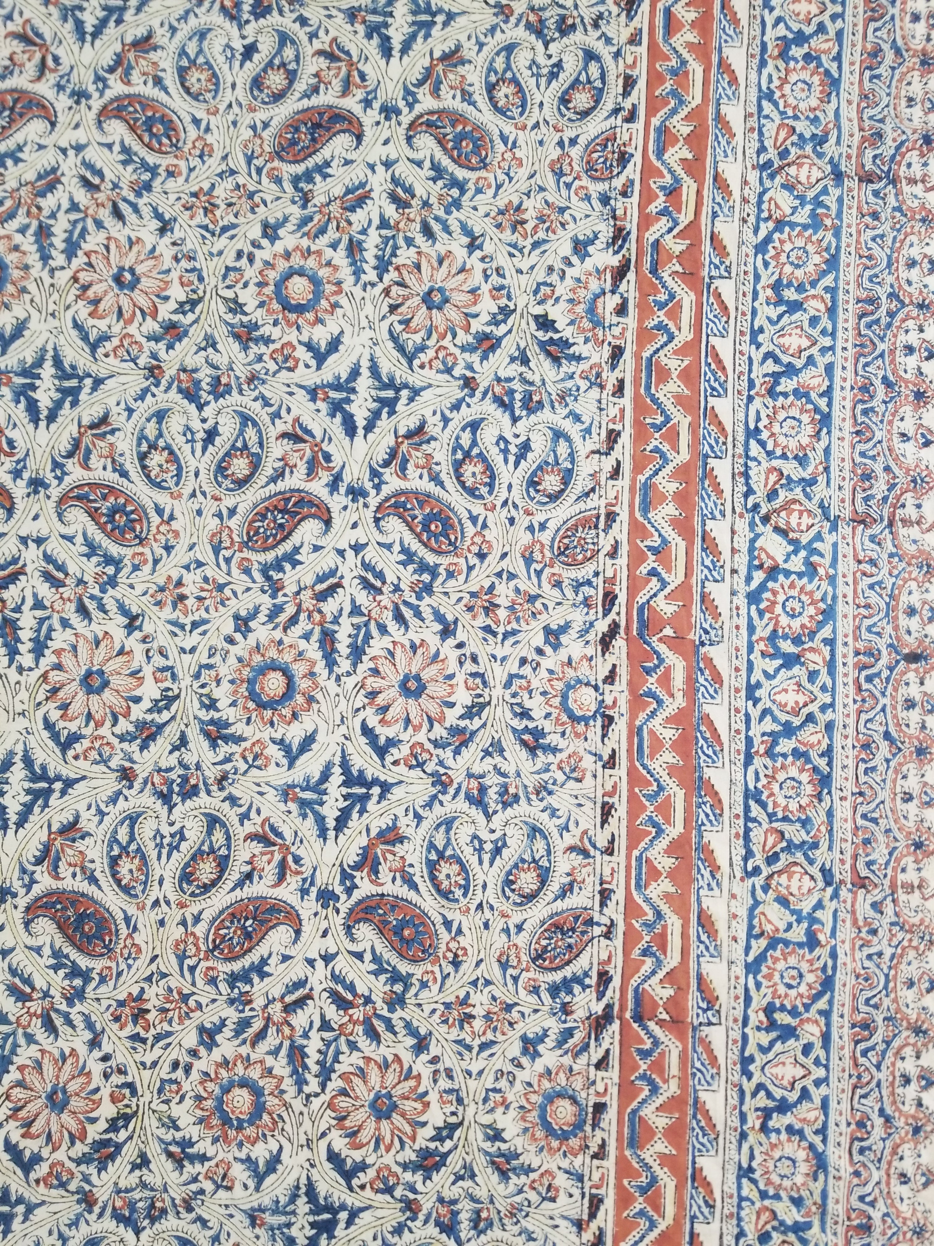 Vintage Traditional Block Printed Floral & Paisley Table Cover 275x125cm