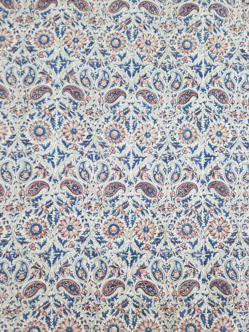 Vintage Traditional Block Printed Floral & Paisley Table Cover 275x125cm