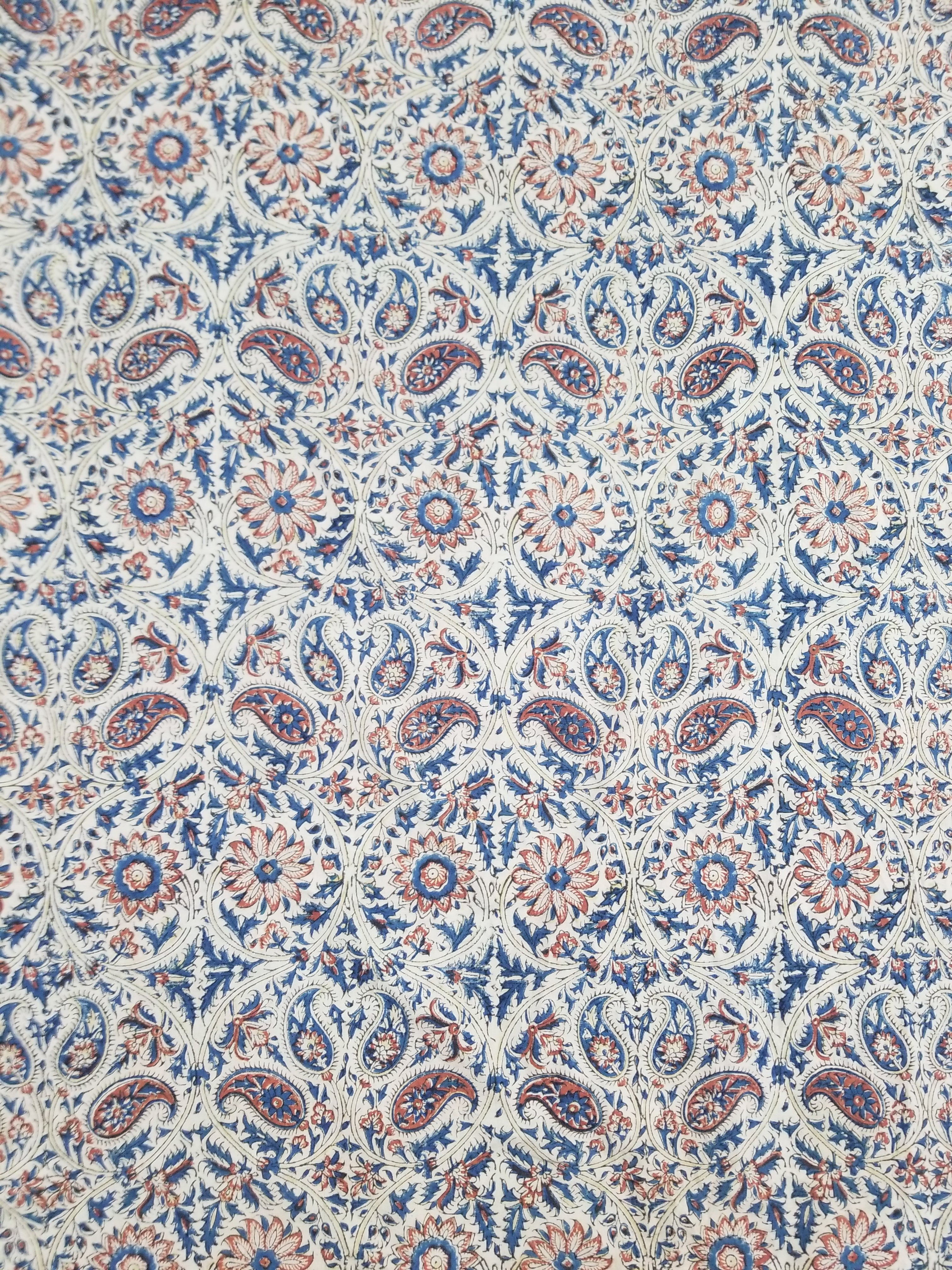 Vintage Traditional Block Printed Floral & Paisley Table Cover 275x125cm