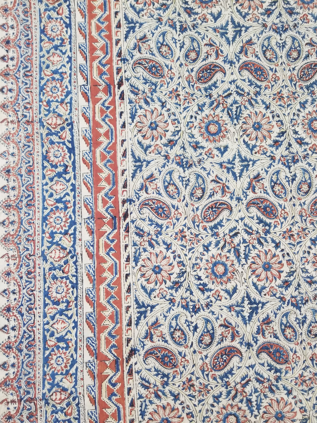 Vintage Traditional Block Printed Floral & Paisley Table Cover 275x125cm