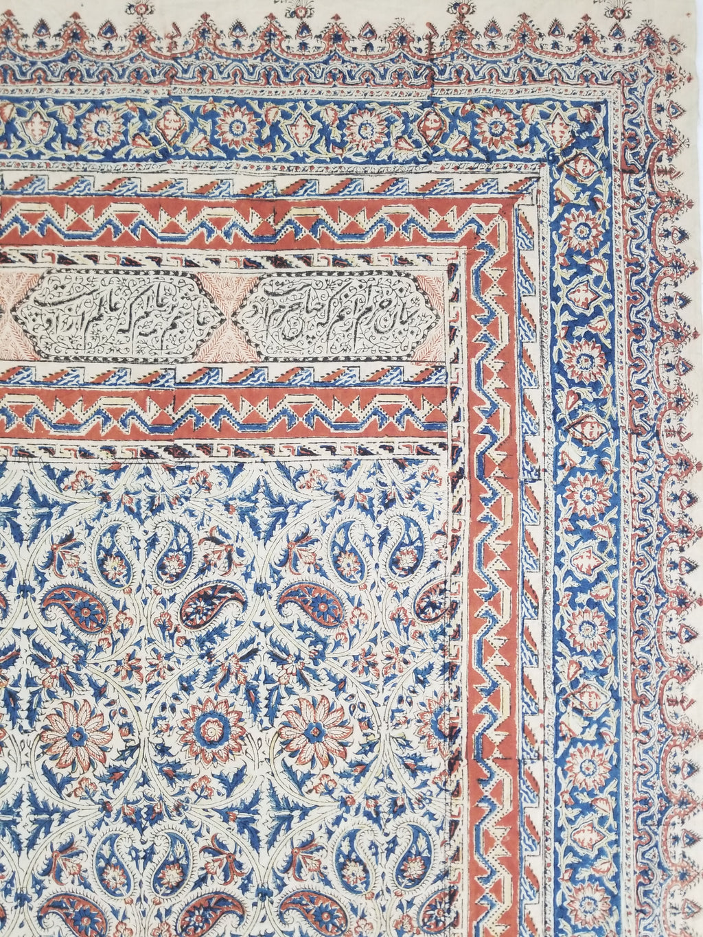 Vintage Traditional Block Printed Floral & Paisley Table Cover 275x125cm