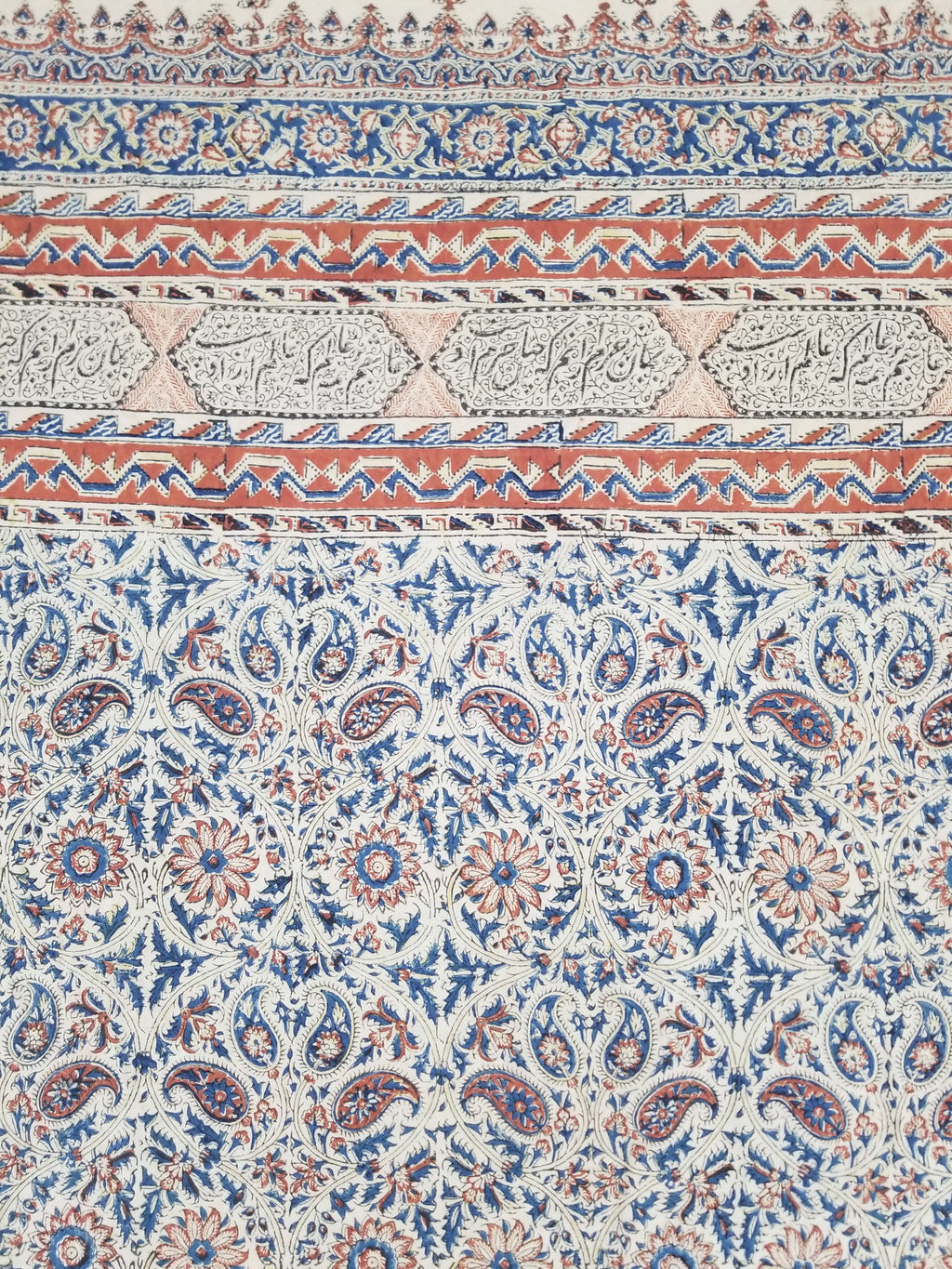 Vintage Traditional Block Printed Floral & Paisley Table Cover 275x125cm