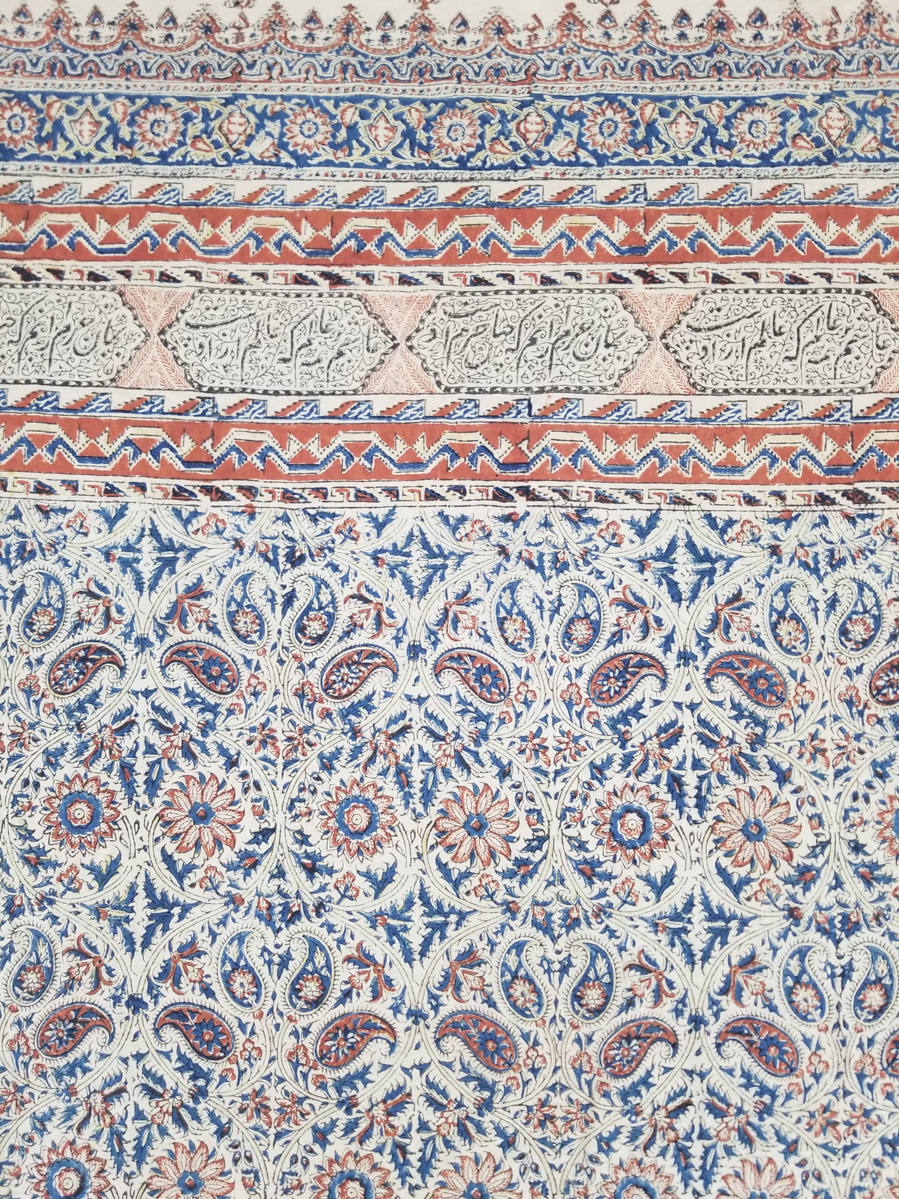 Vintage Traditional Block Printed Floral & Paisley Table Cover 275x125cm