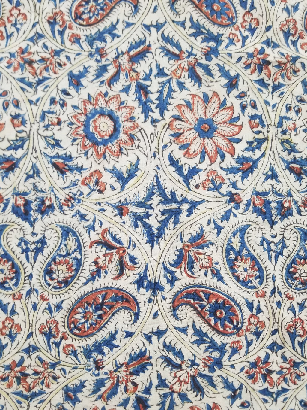 Vintage Traditional Block Printed Floral & Paisley Table Cover 275x125cm
