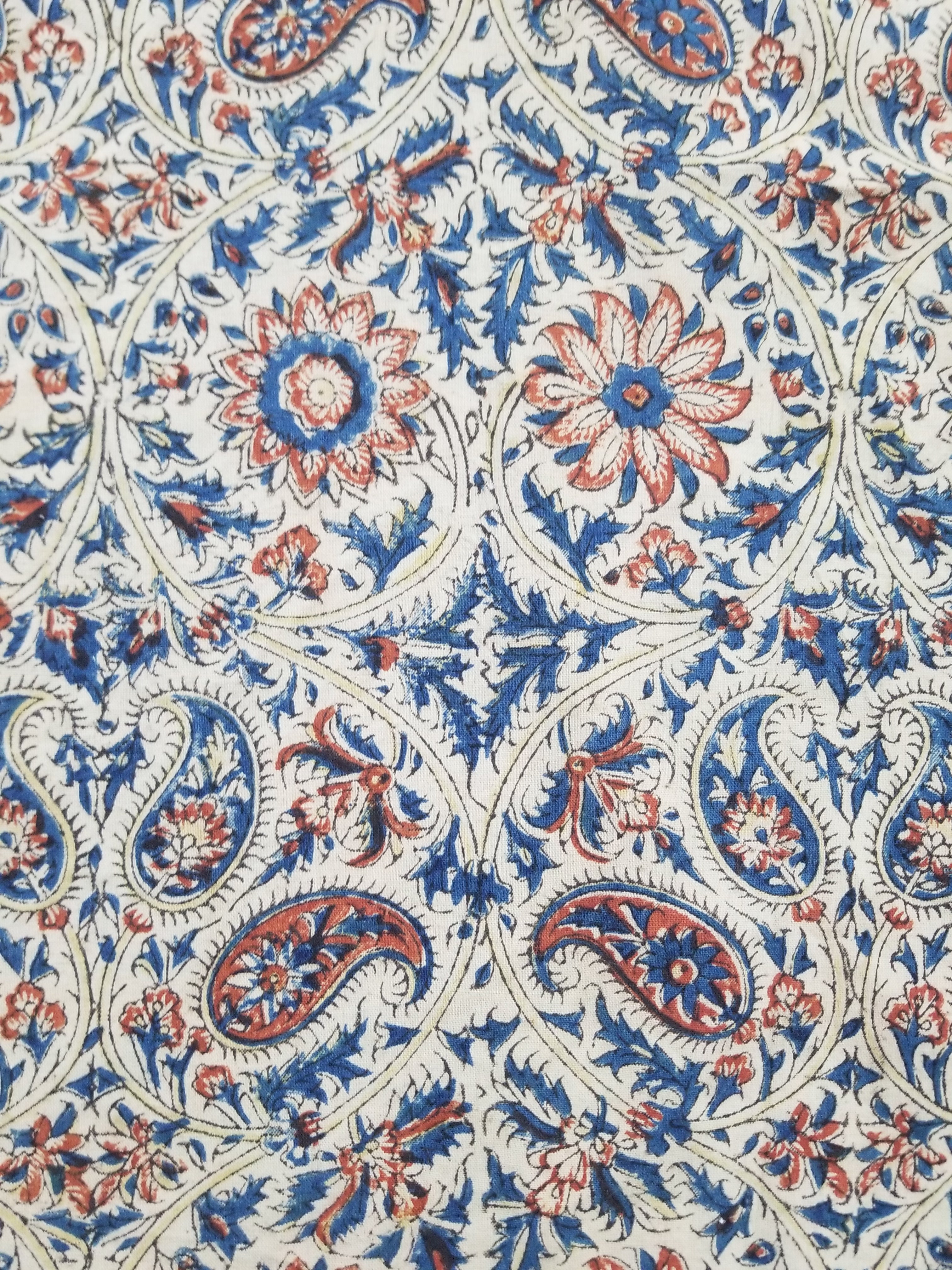 Vintage Traditional Block Printed Floral & Paisley Table Cover 275x125cm