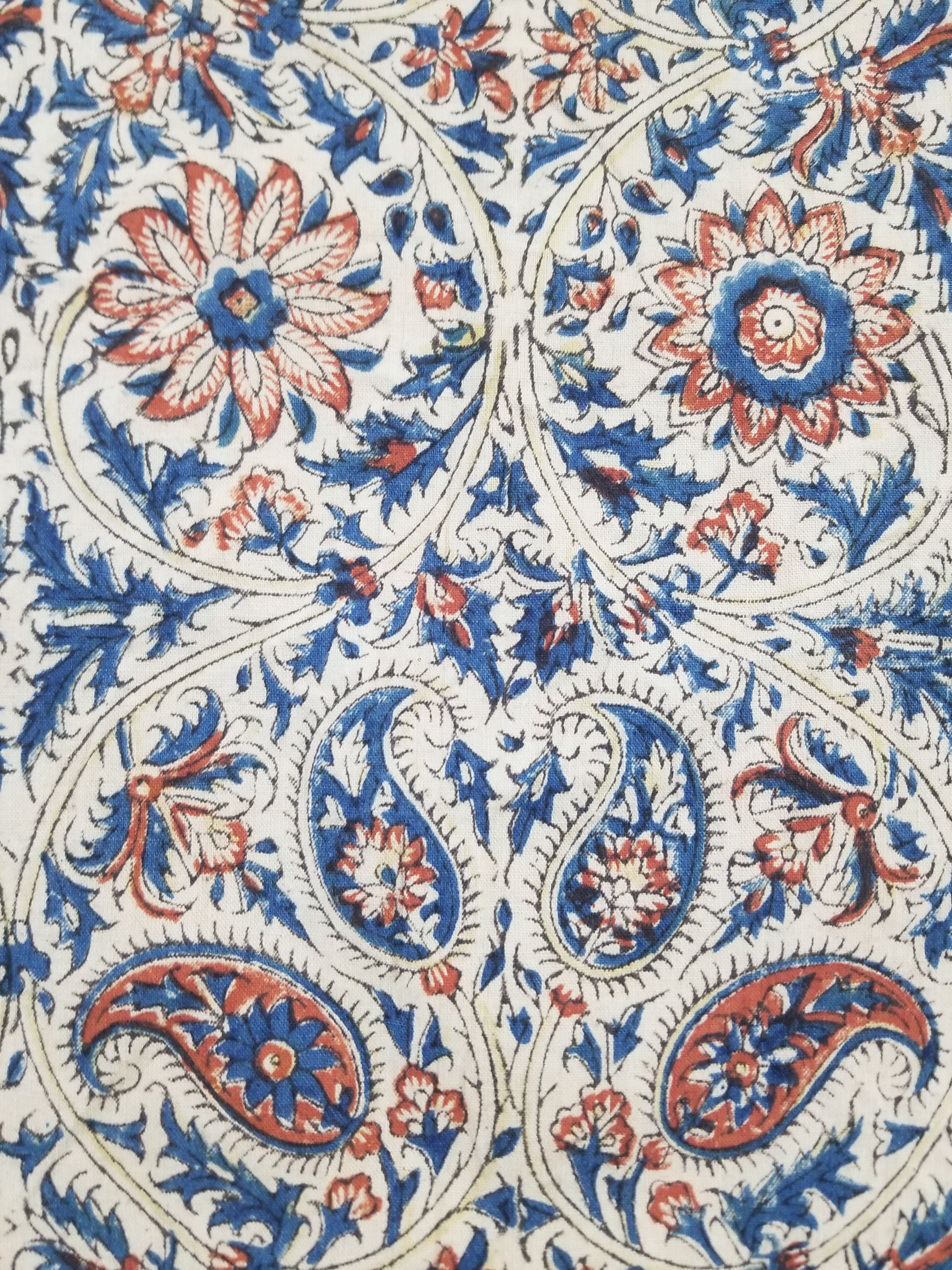 Vintage Traditional Block Printed Floral & Paisley Table Cover 275x125cm