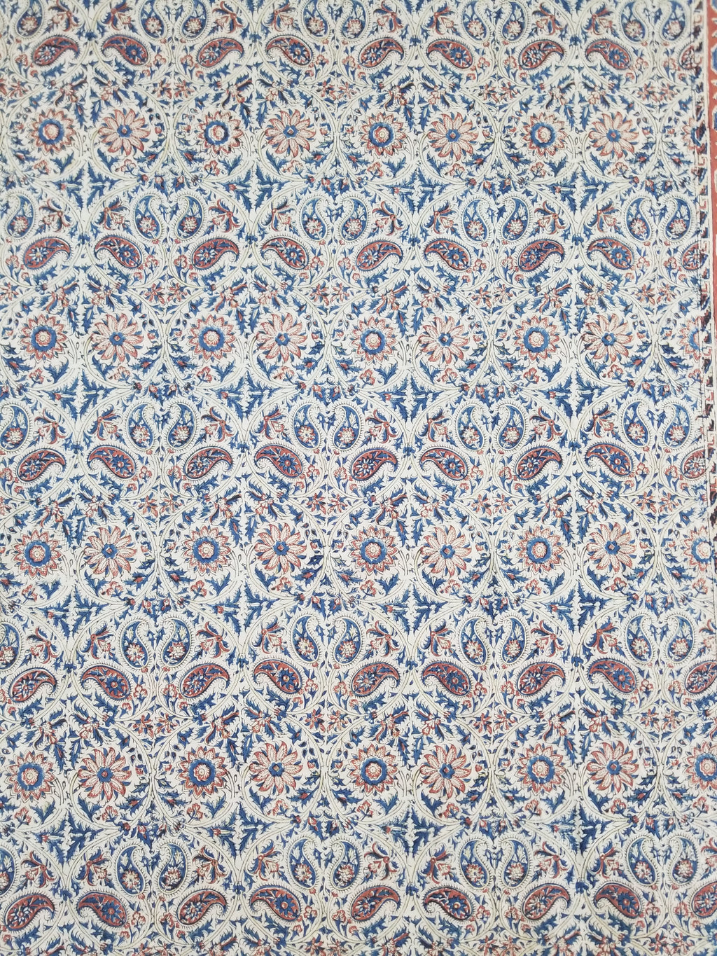 Vintage Traditional Block Printed Floral & Paisley Table Cover 275x125cm