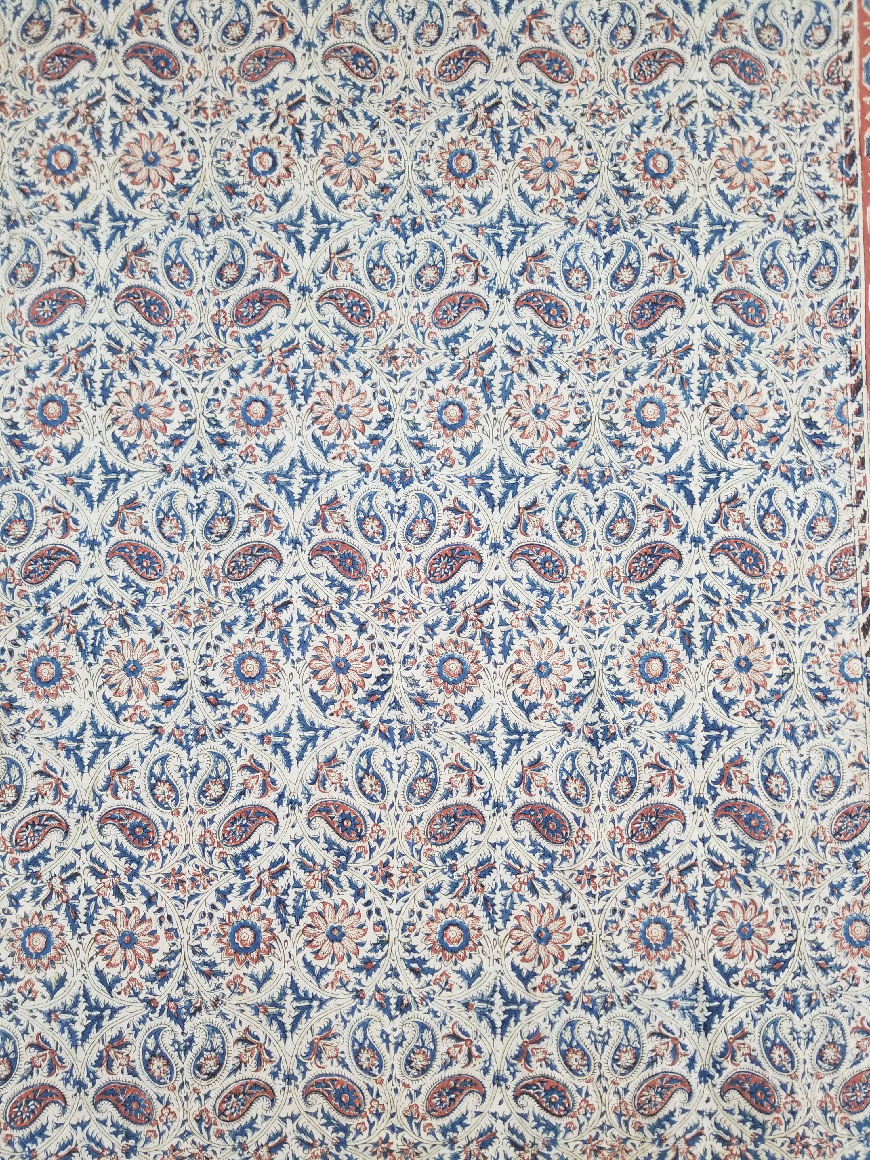Vintage Traditional Block Printed Floral & Paisley Table Cover 275x125cm