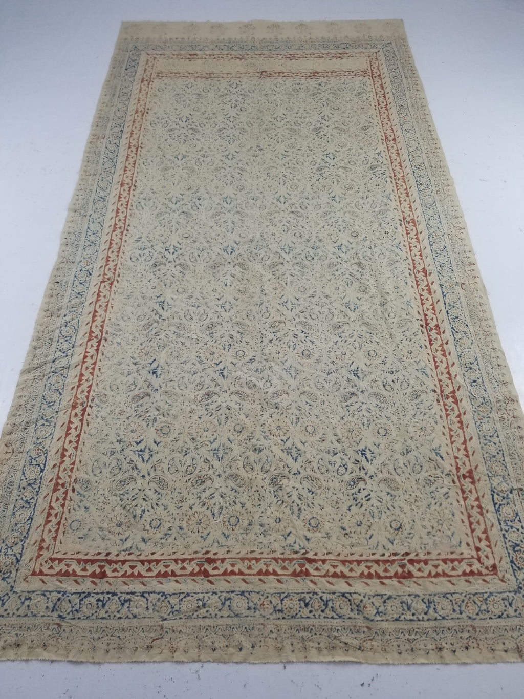 Vintage Traditional Block Printed Floral & Paisley Table Cover 275x125cm