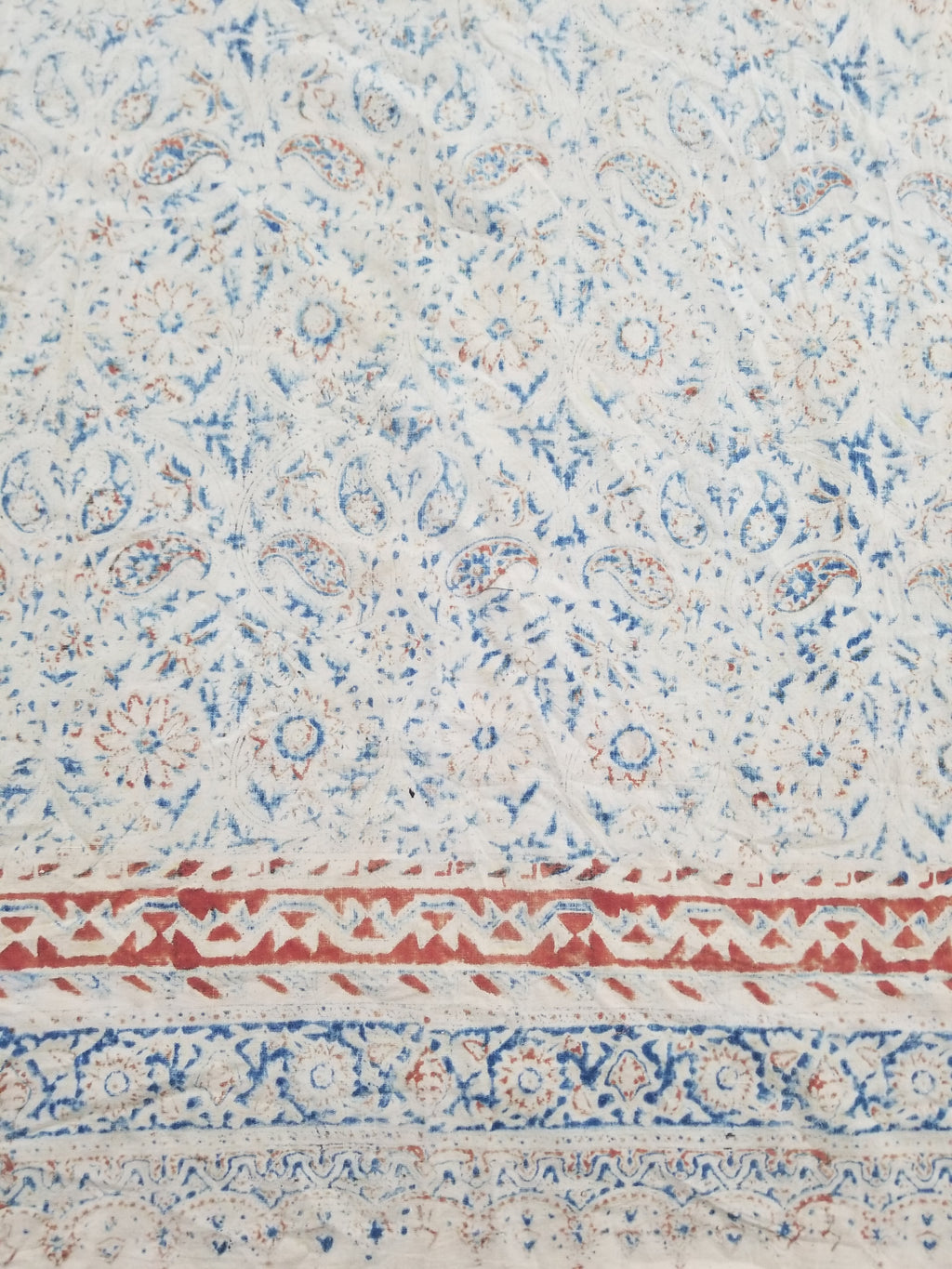 Vintage Traditional Block Printed Floral & Paisley Table Cover 275x125cm