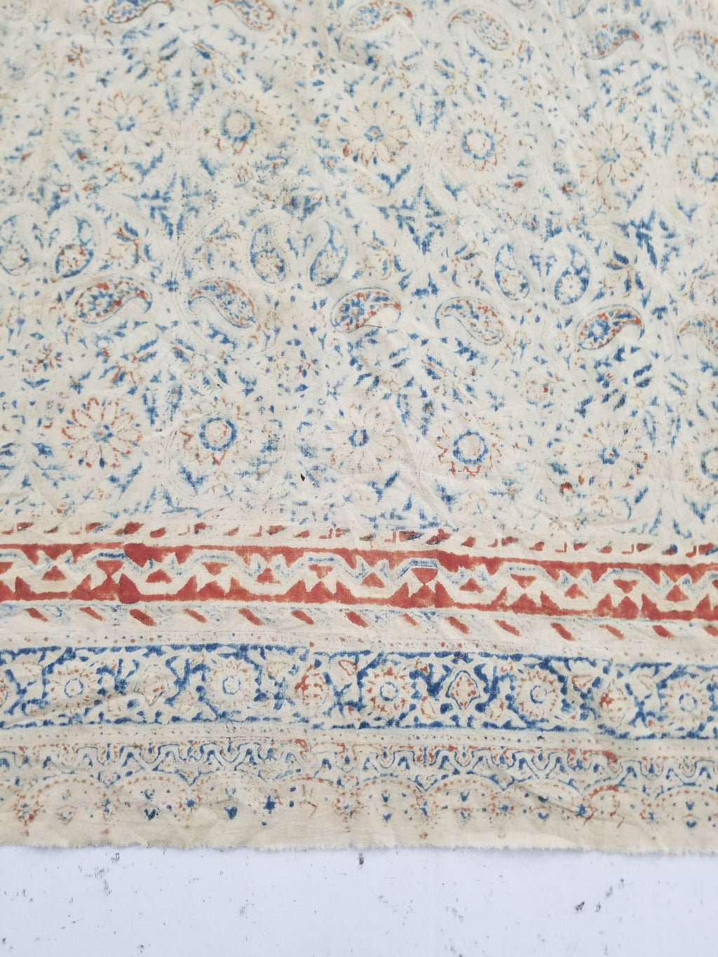 Vintage Traditional Block Printed Floral & Paisley Table Cover 275x125cm