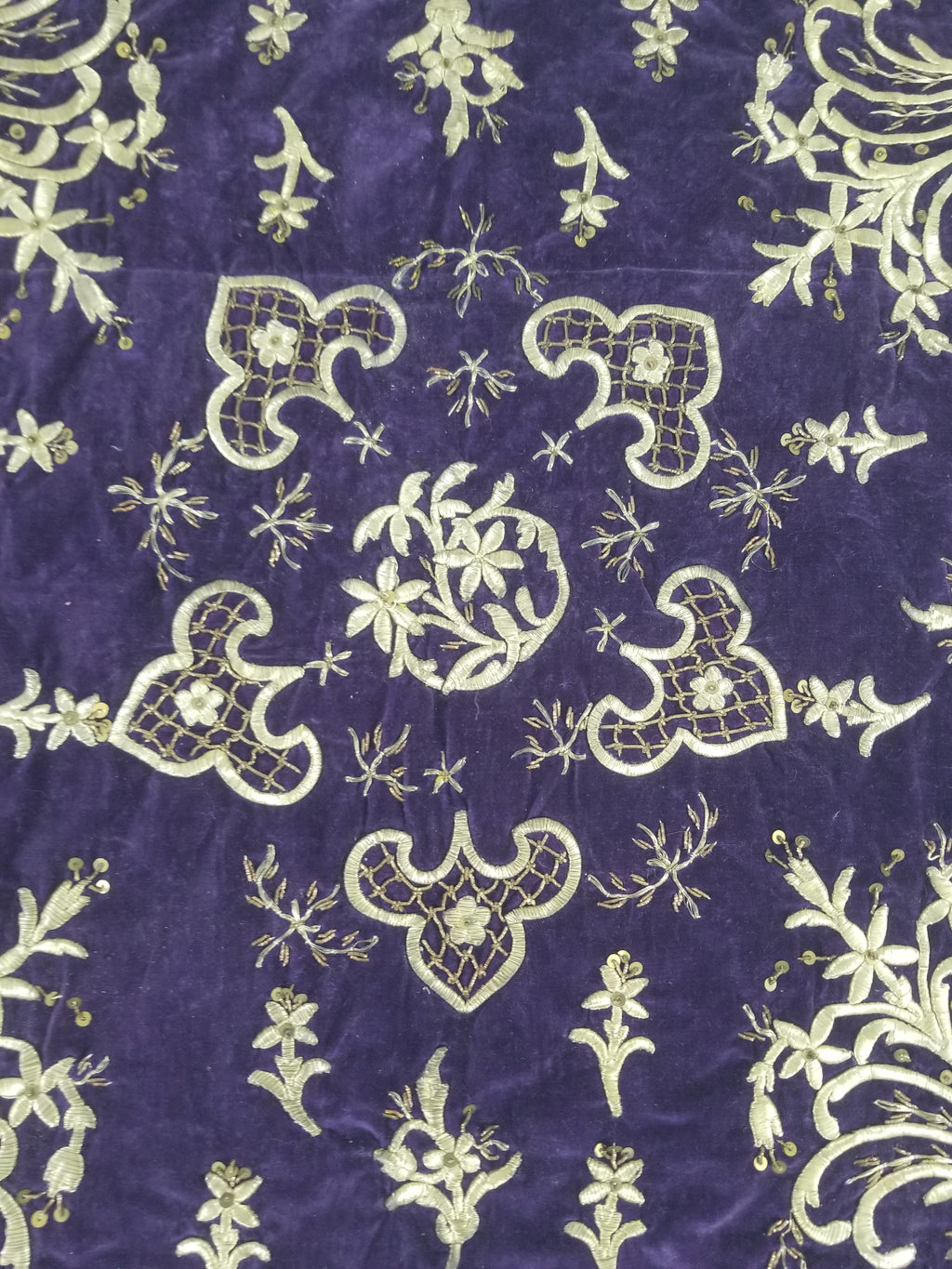 Antique 19th Century Ottoman Gold Embroidered Floral Velvet Wrapper 79x75cm
