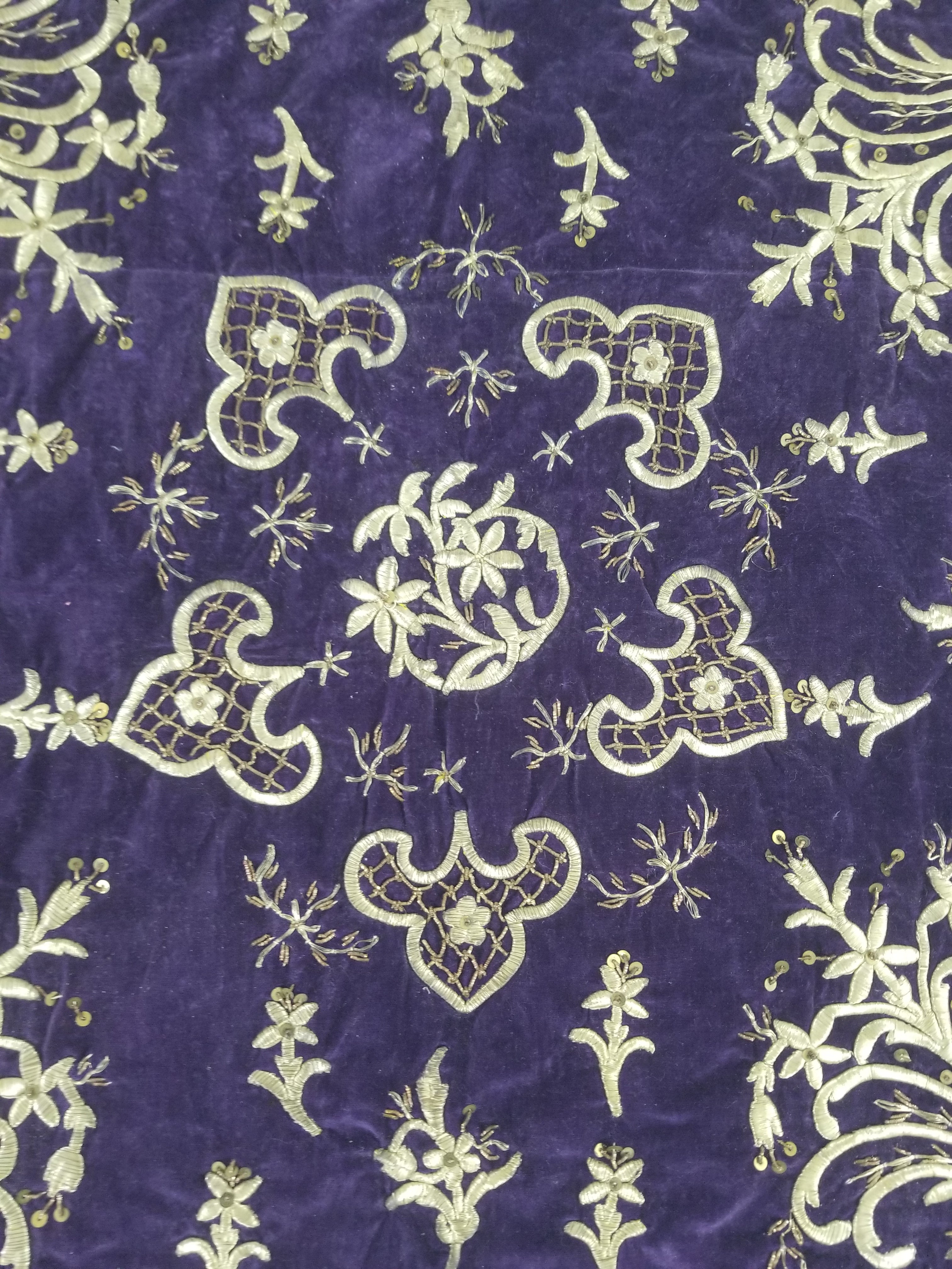 Antique 19th Century Ottoman Gold Embroidered Floral Velvet Wrapper 79x75cm