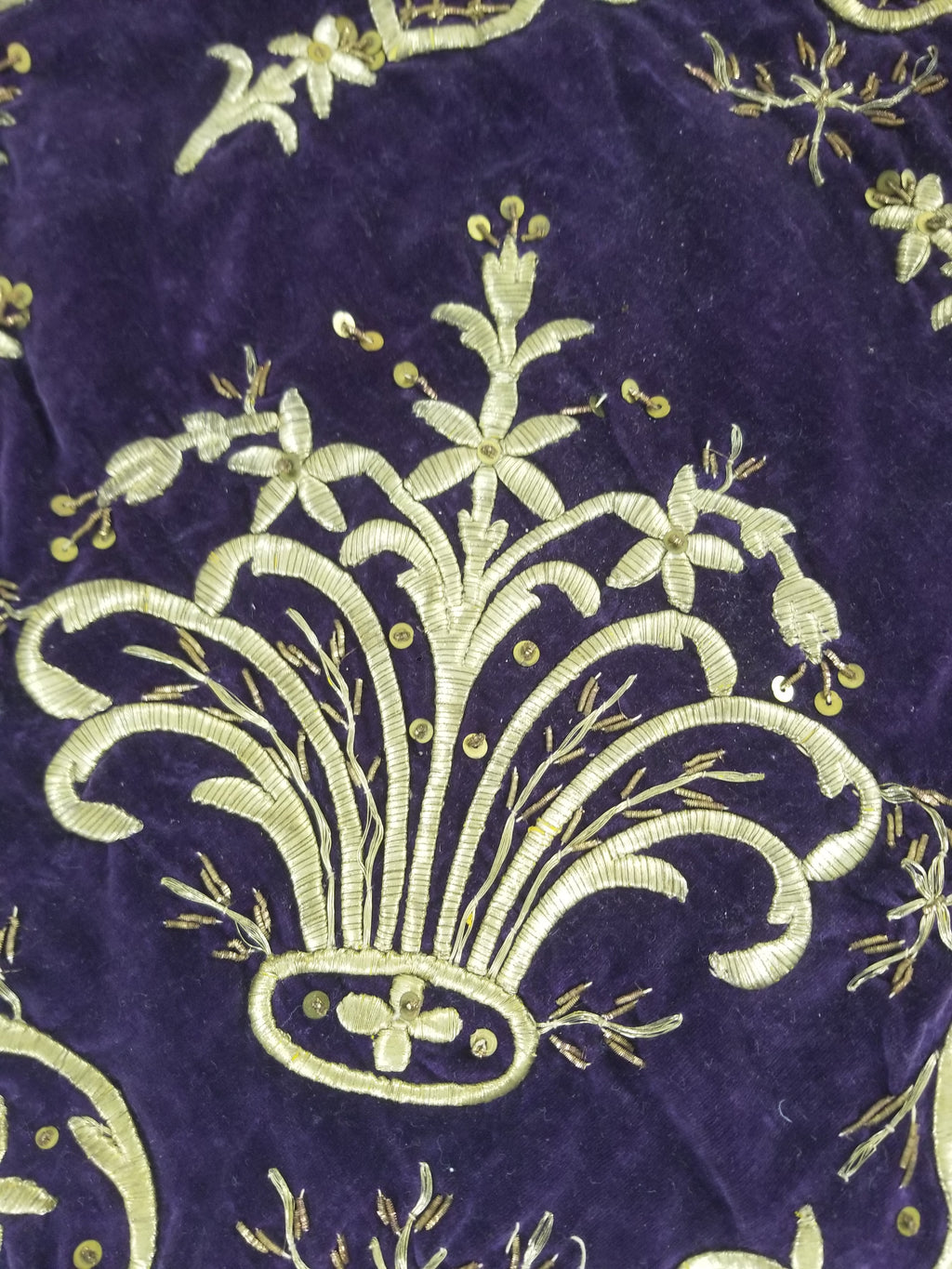 Antique 19th Century Ottoman Gold Embroidered Floral Velvet Wrapper 79x75cm