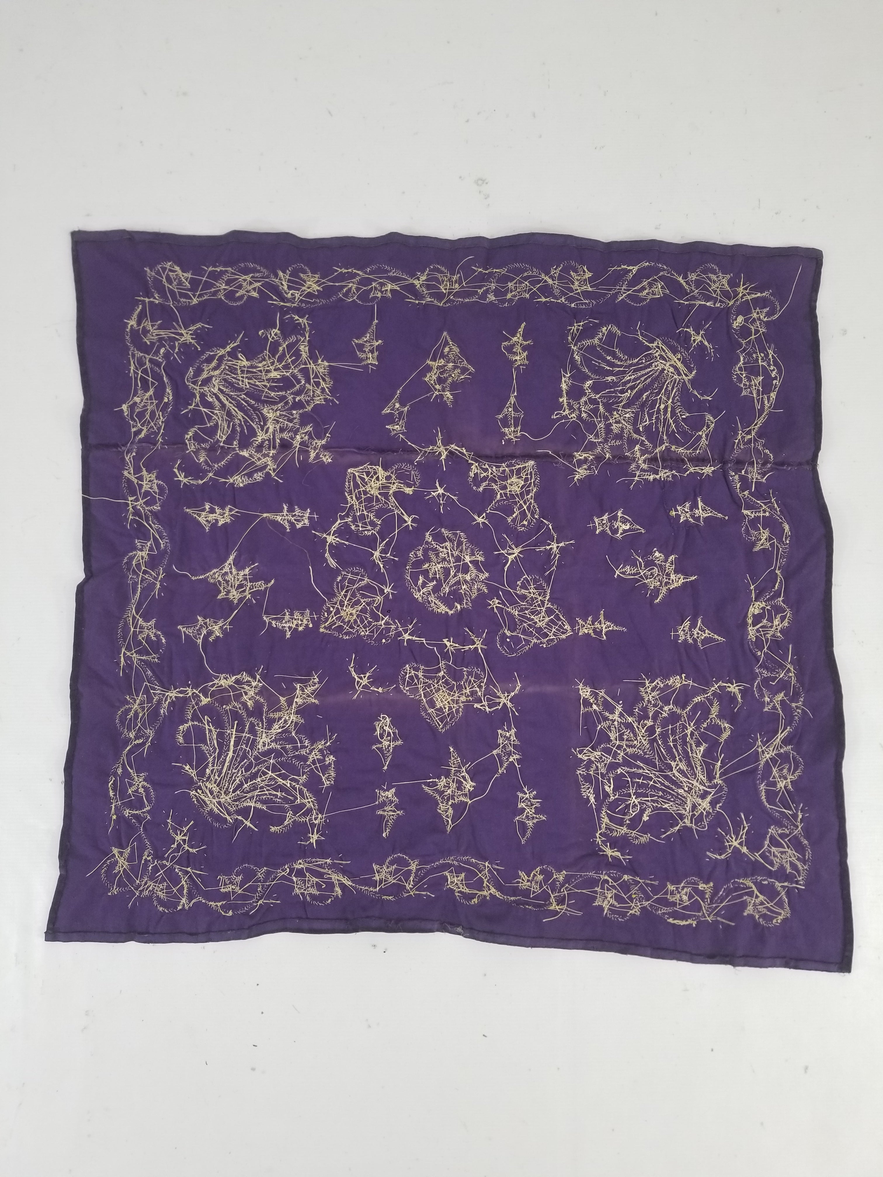 Antique 19th Century Ottoman Gold Embroidered Floral Velvet Wrapper 79x75cm