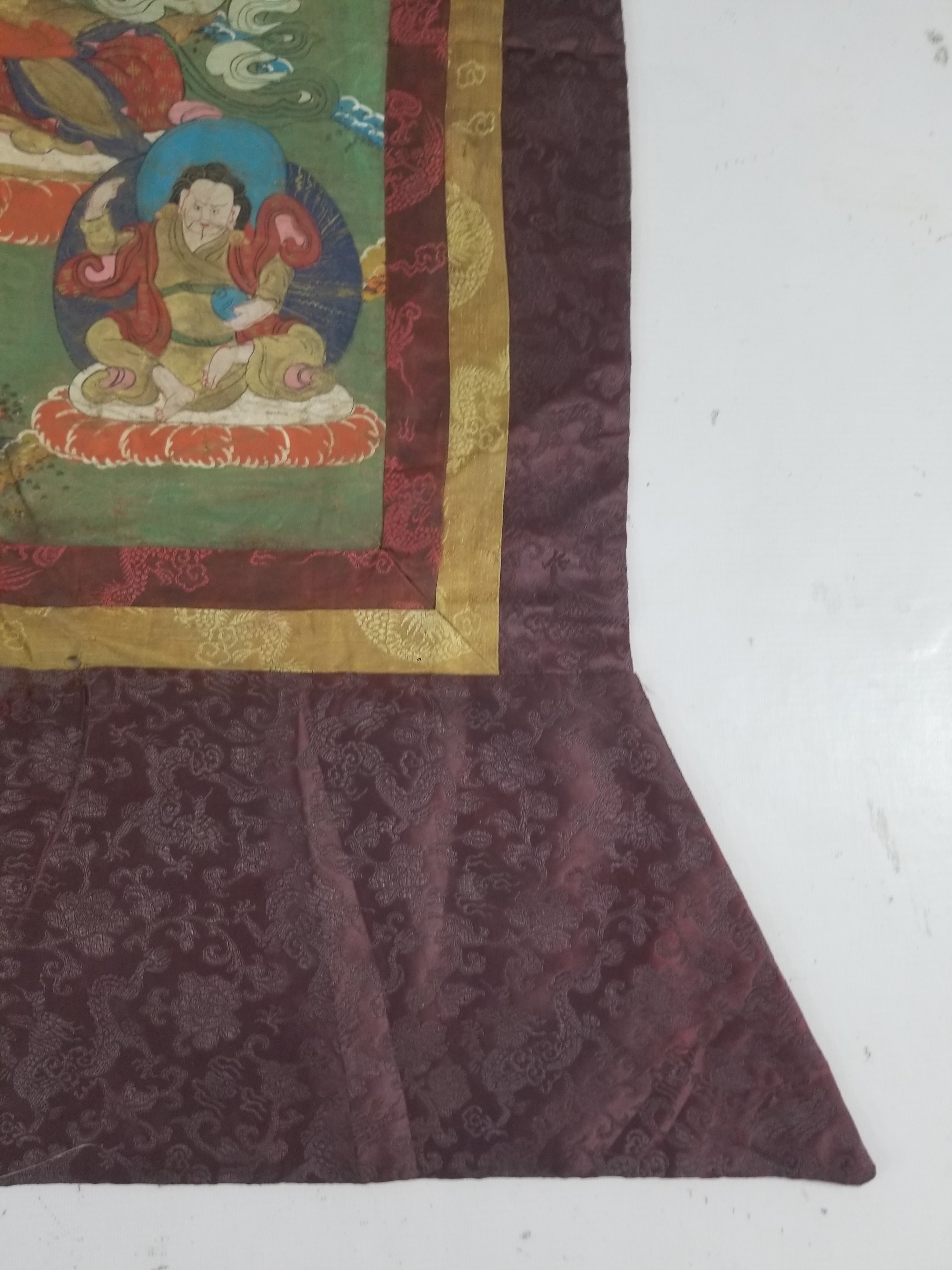 Antique Tibetan Hand Painted Amitayus Thangka Wall Hanging 113x69cm