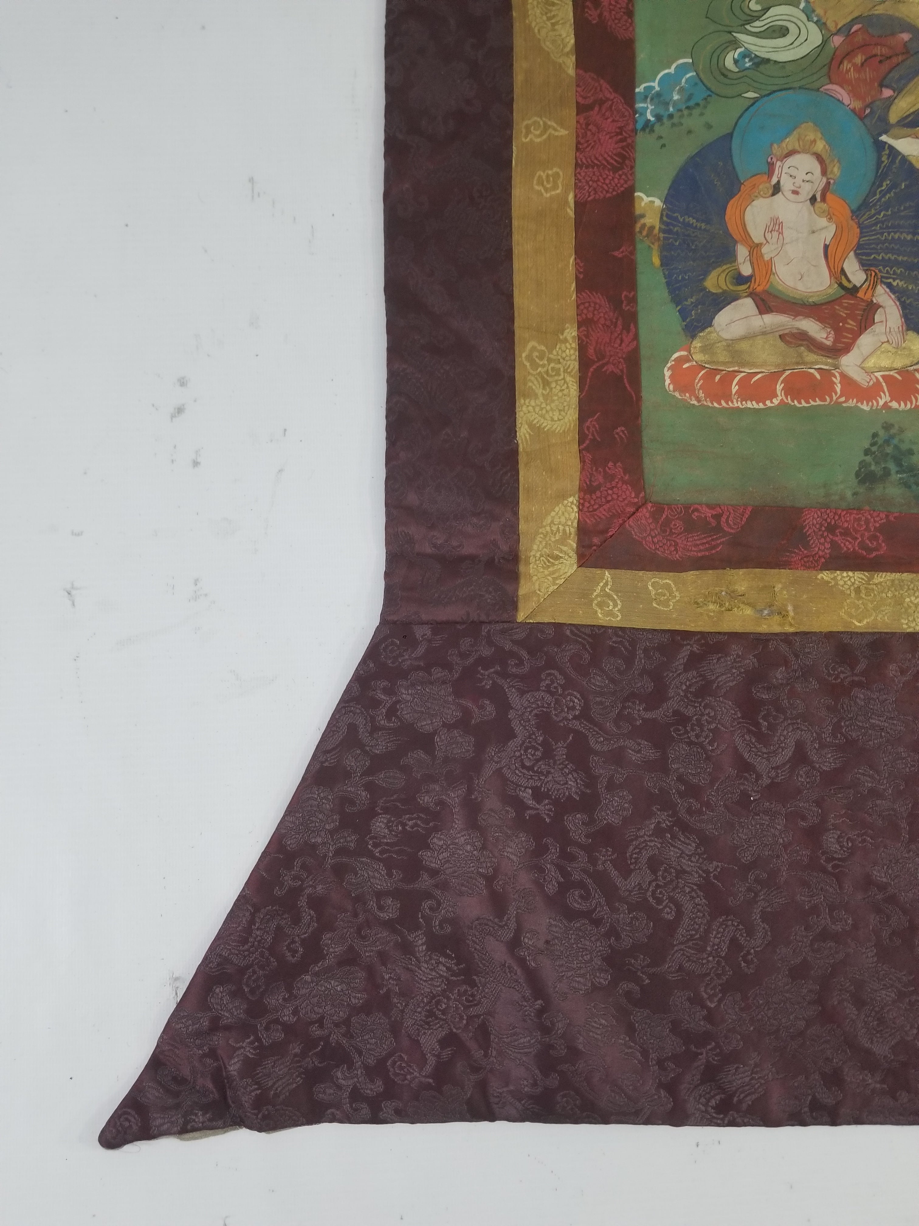 Antique Tibetan Hand Painted Amitayus Thangka Wall Hanging 113x69cm