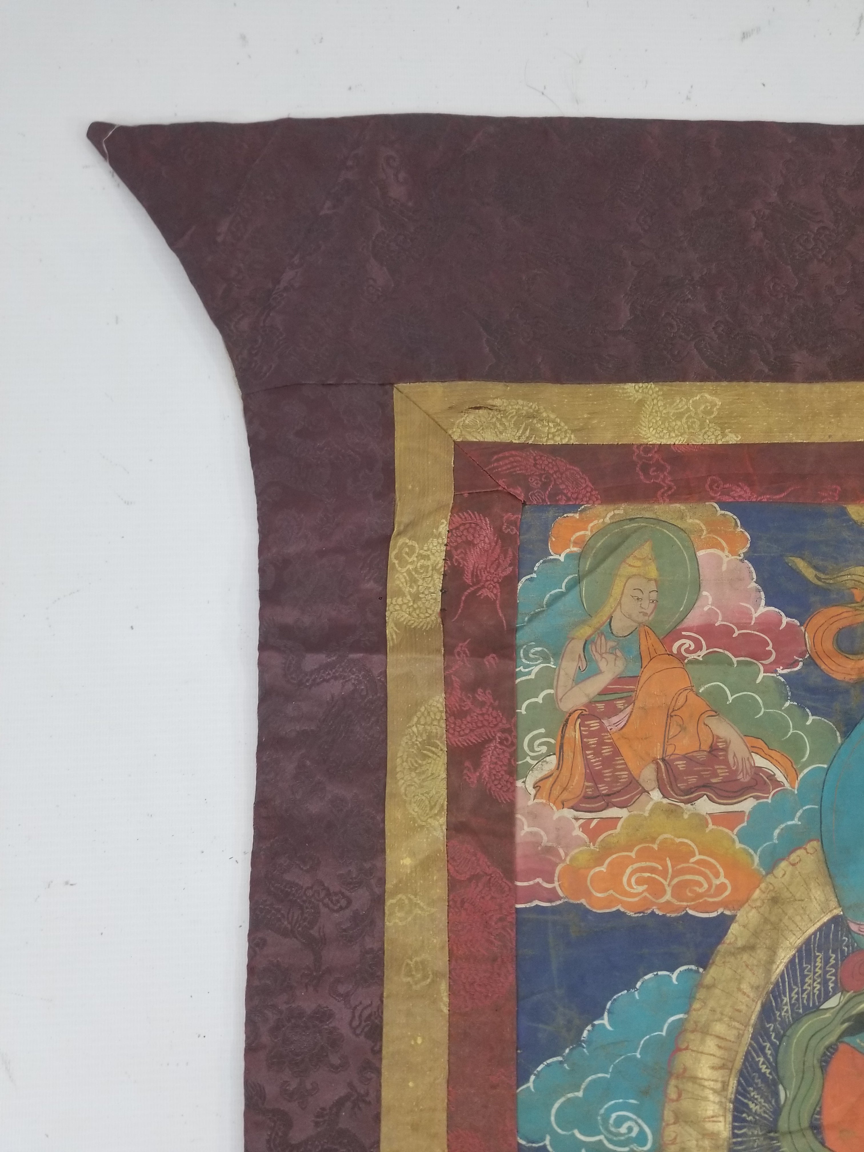 Antique Tibetan Hand Painted Amitayus Thangka Wall Hanging 113x69cm
