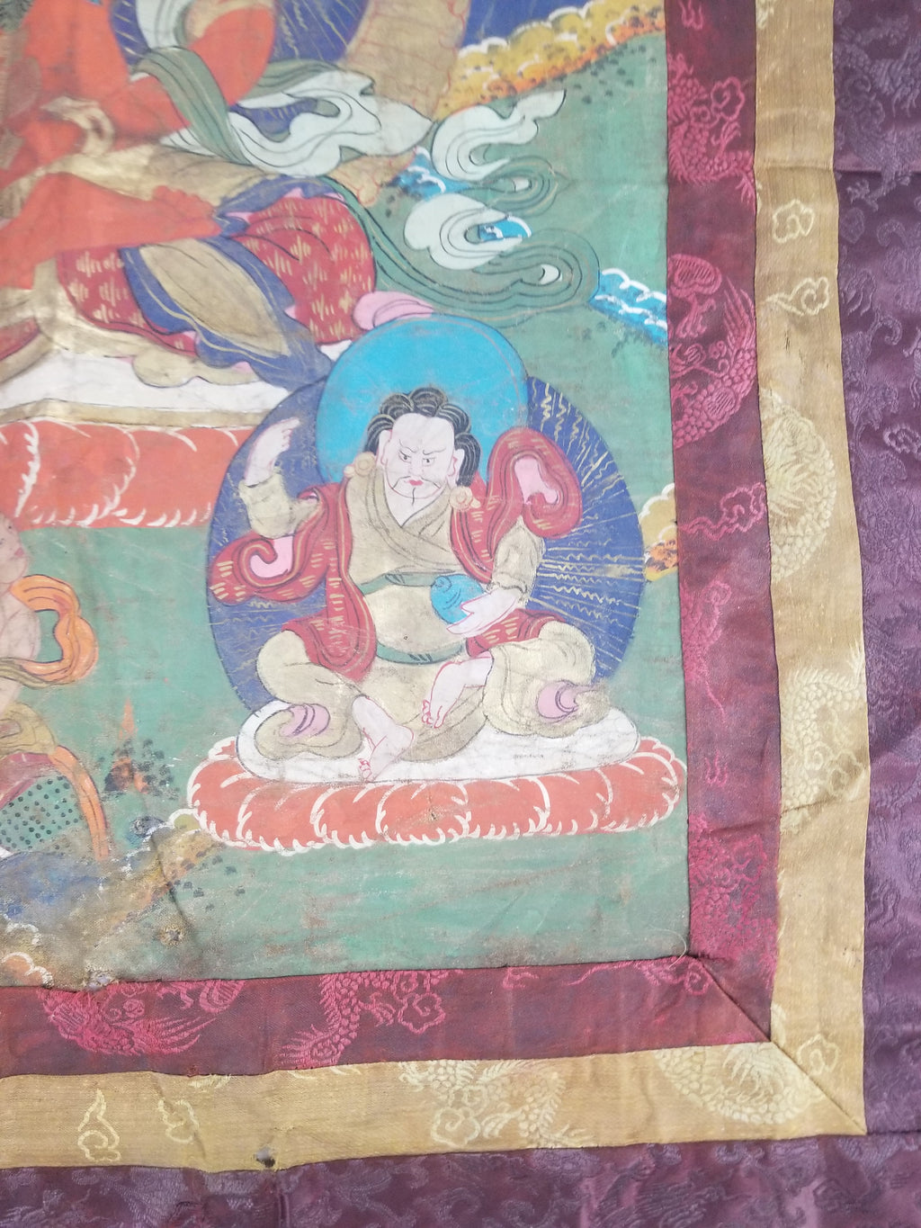 Antique Tibetan Hand Painted Amitayus Thangka Wall Hanging 113x69cm