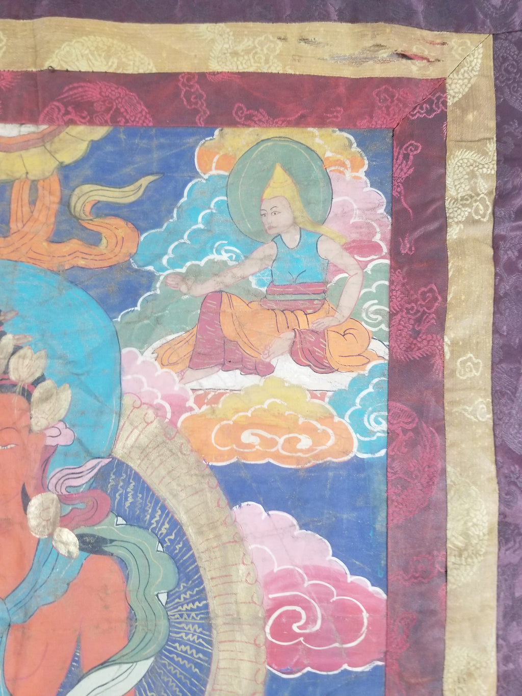 Antique Tibetan Hand Painted Amitayus Thangka Wall Hanging 113x69cm